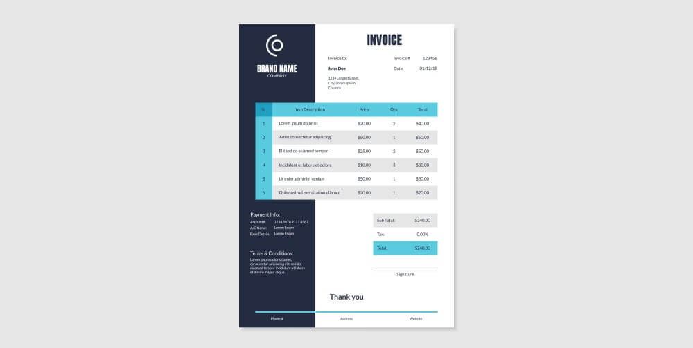 What should a professional invoice look like