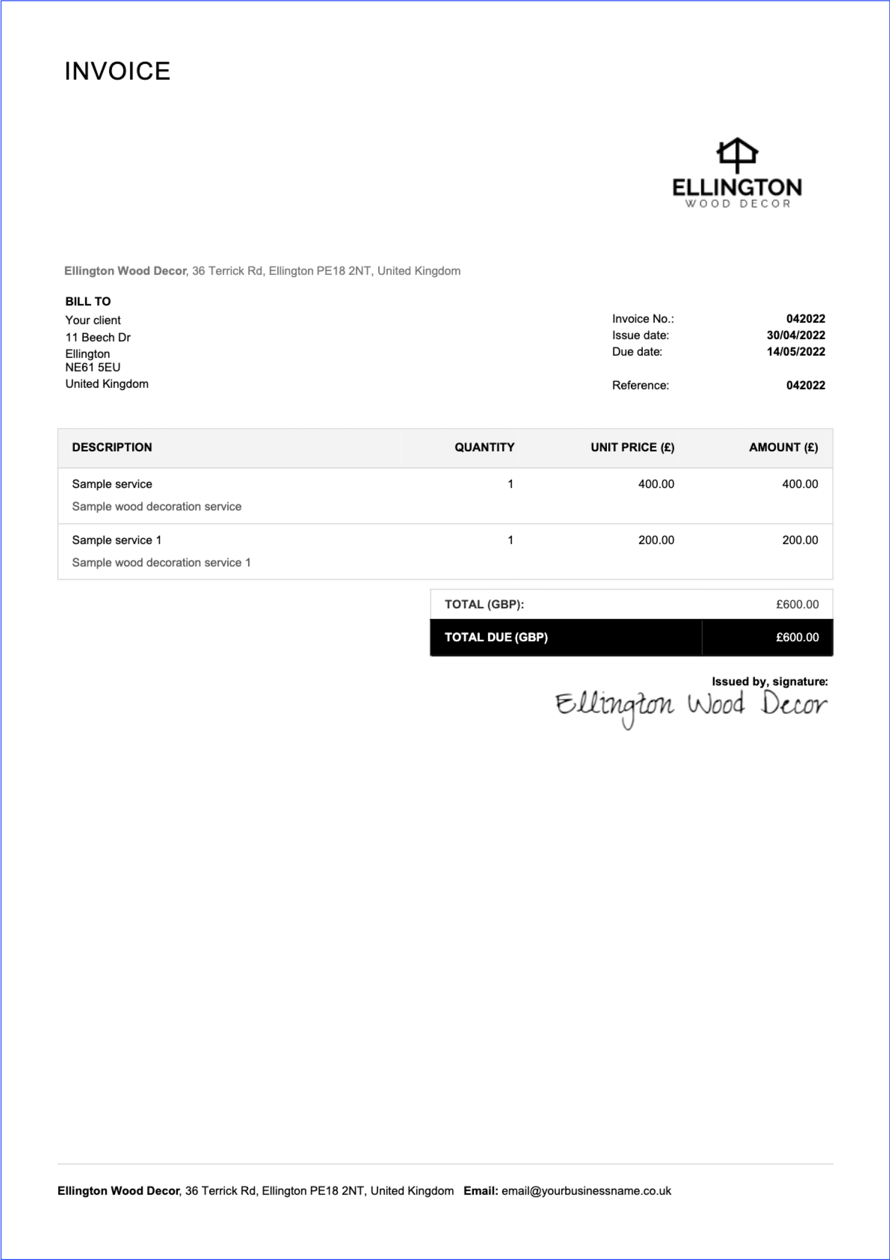 downloadable invoice sample in excel