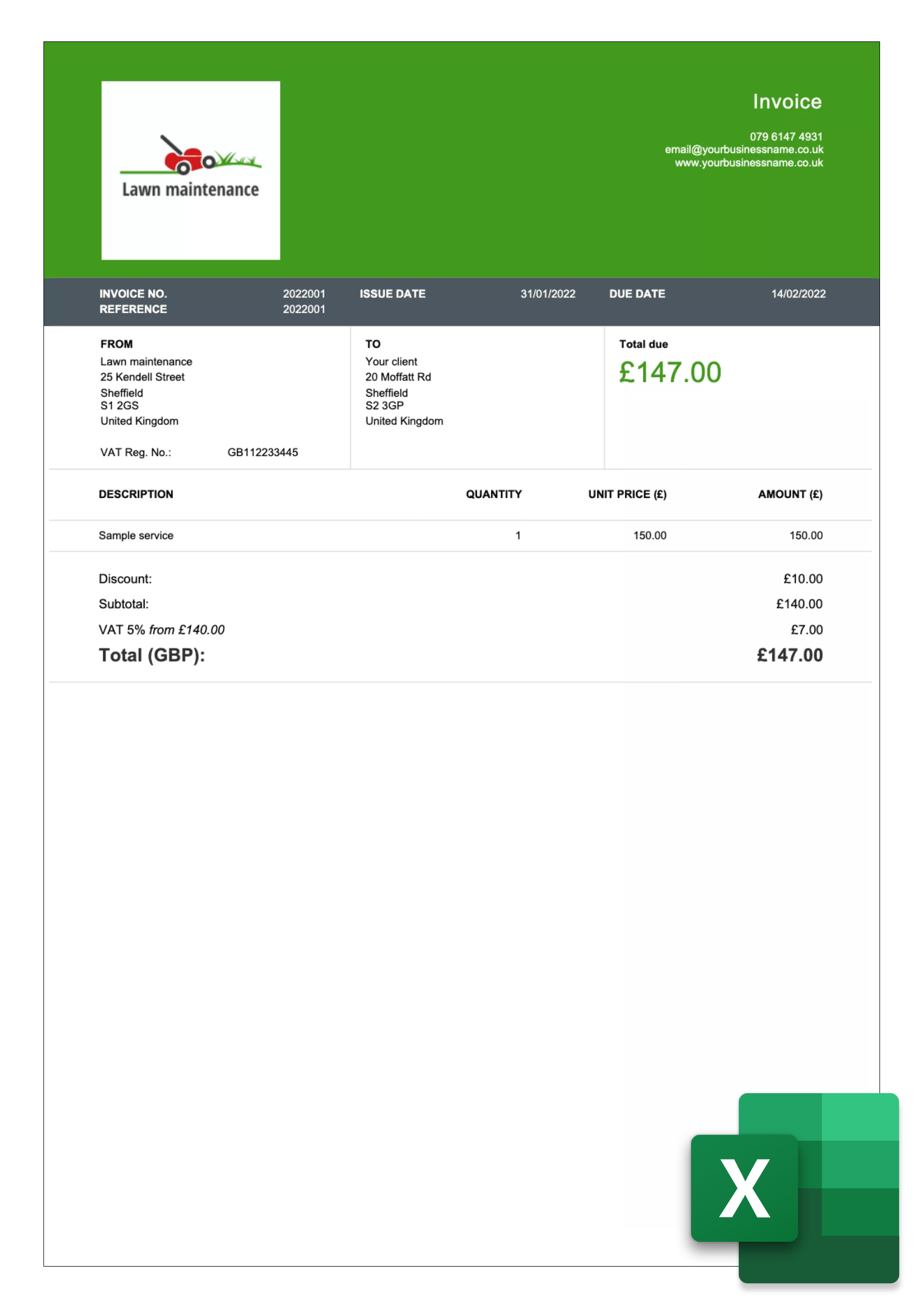 Excel Invoice Templates for UK Free download Billdu