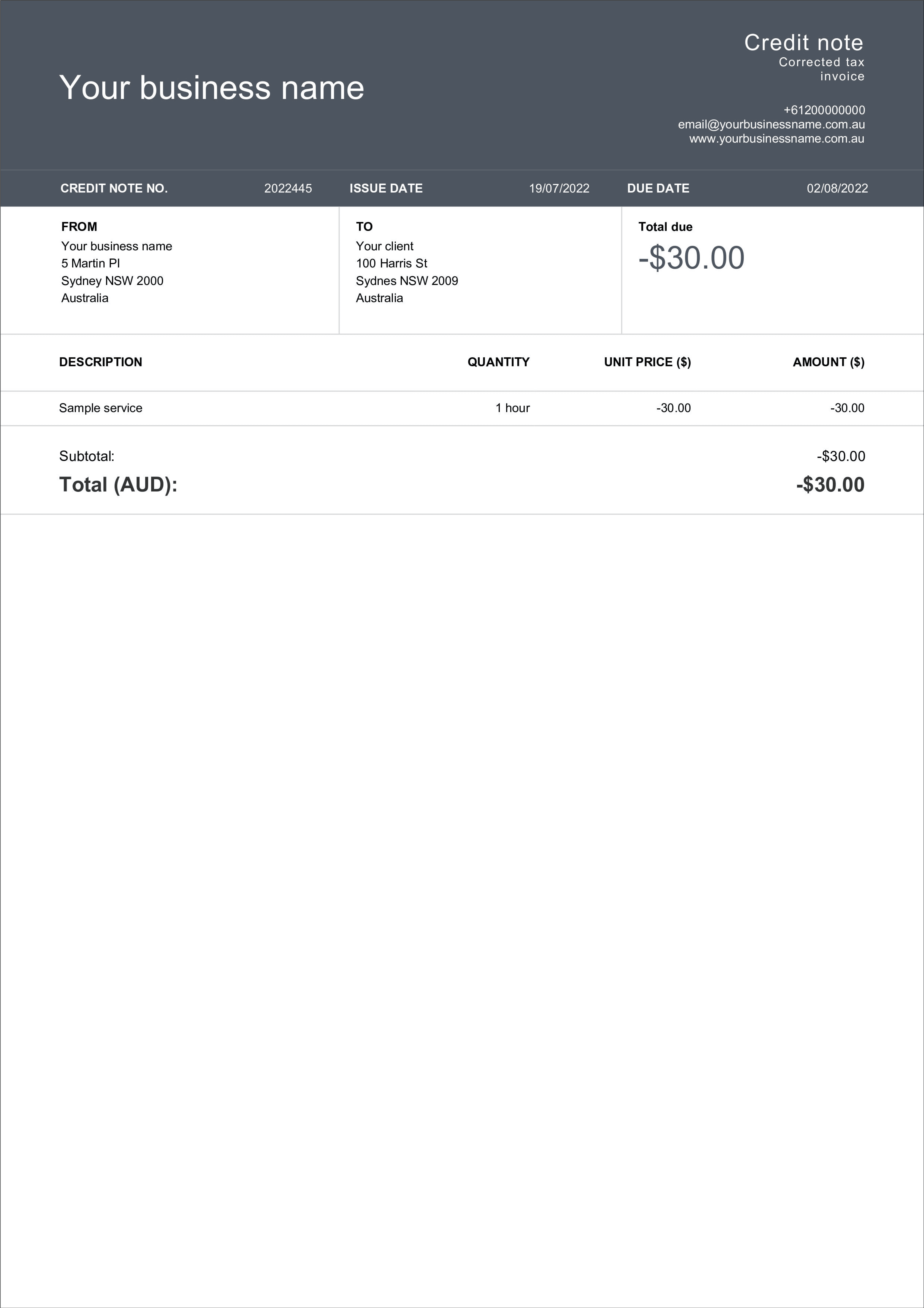 Credit Order Templates Made Easy Free Editable Billdu