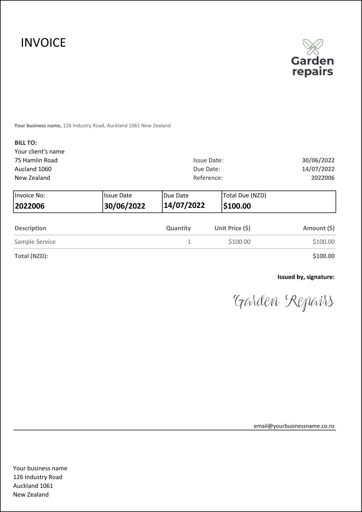 invoice template example