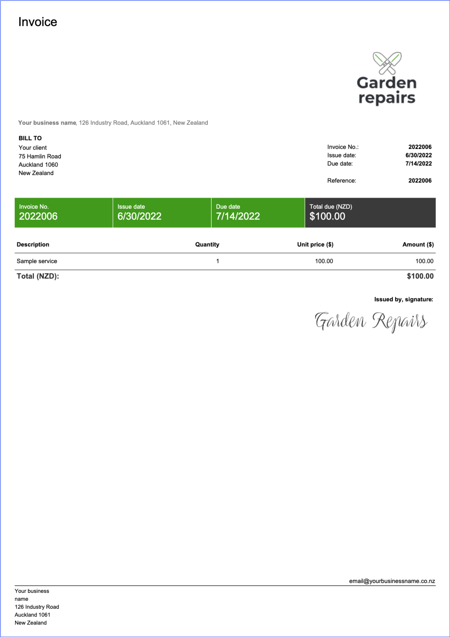 free invoice template for sole traders