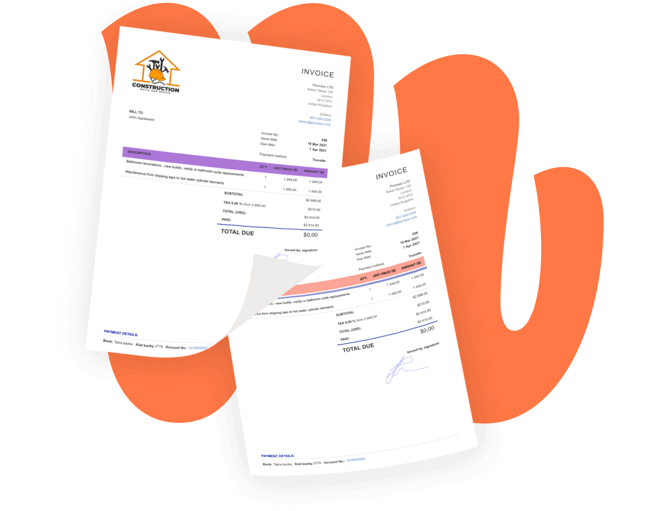 professional invoice template for contractors