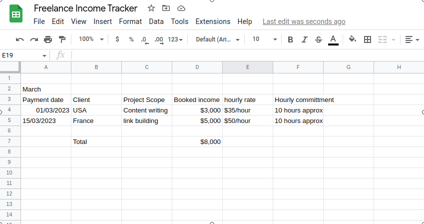 Excel for freelancers