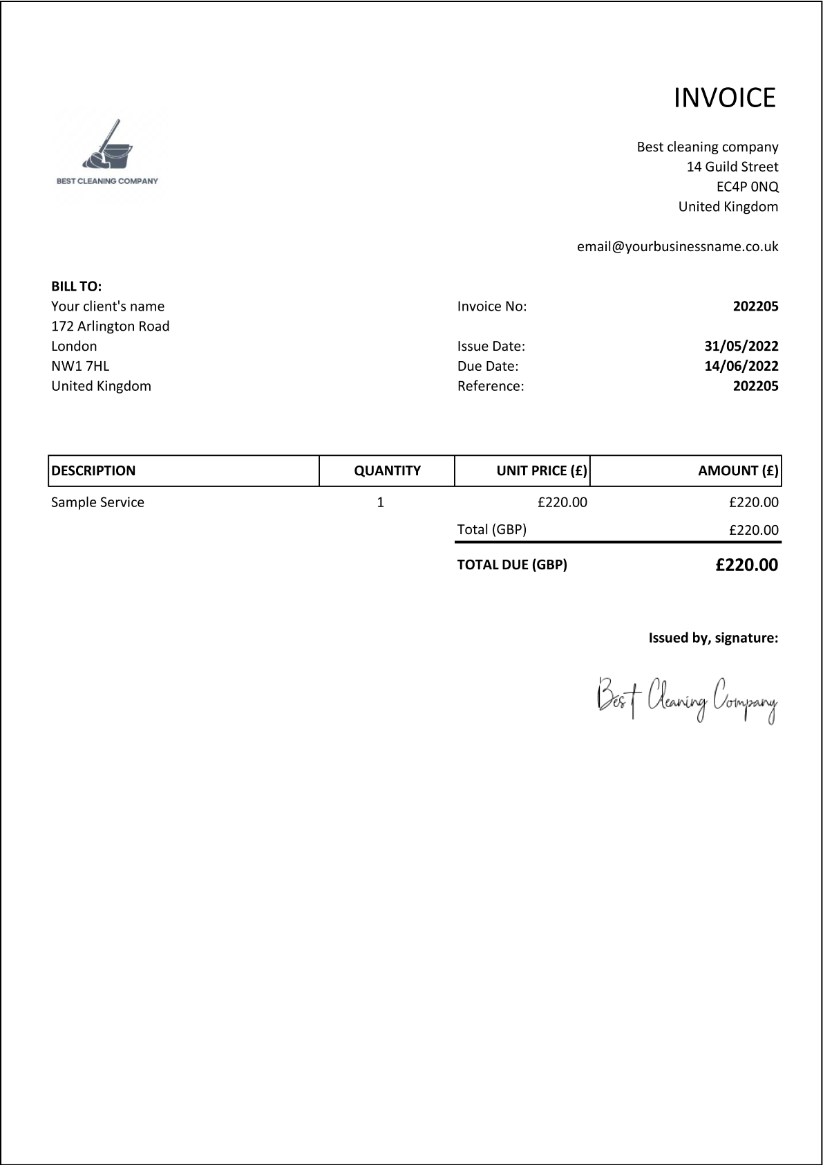 Invoice example