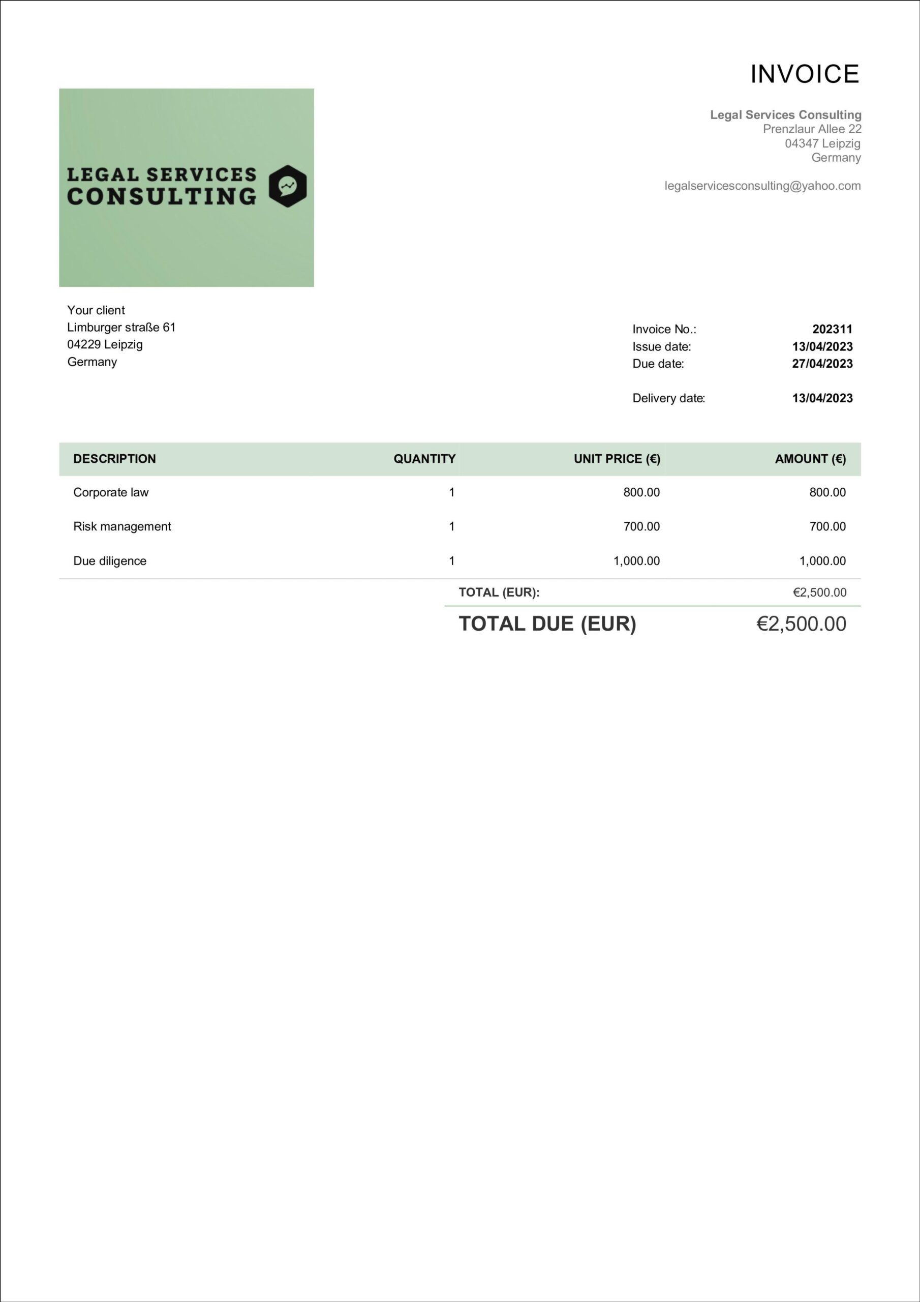 donwload simple consulting invoice layout