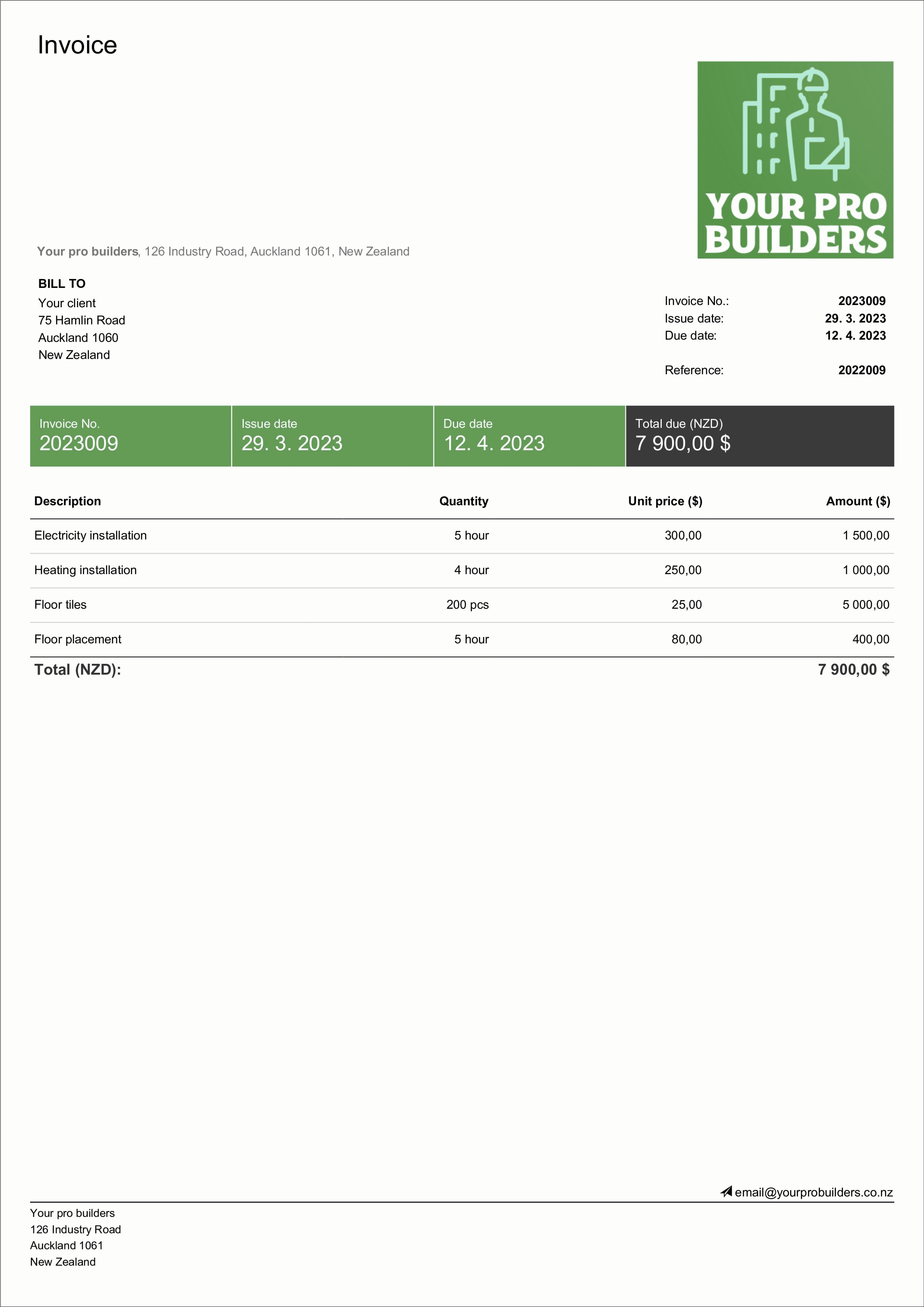 free stripe construction invoice template