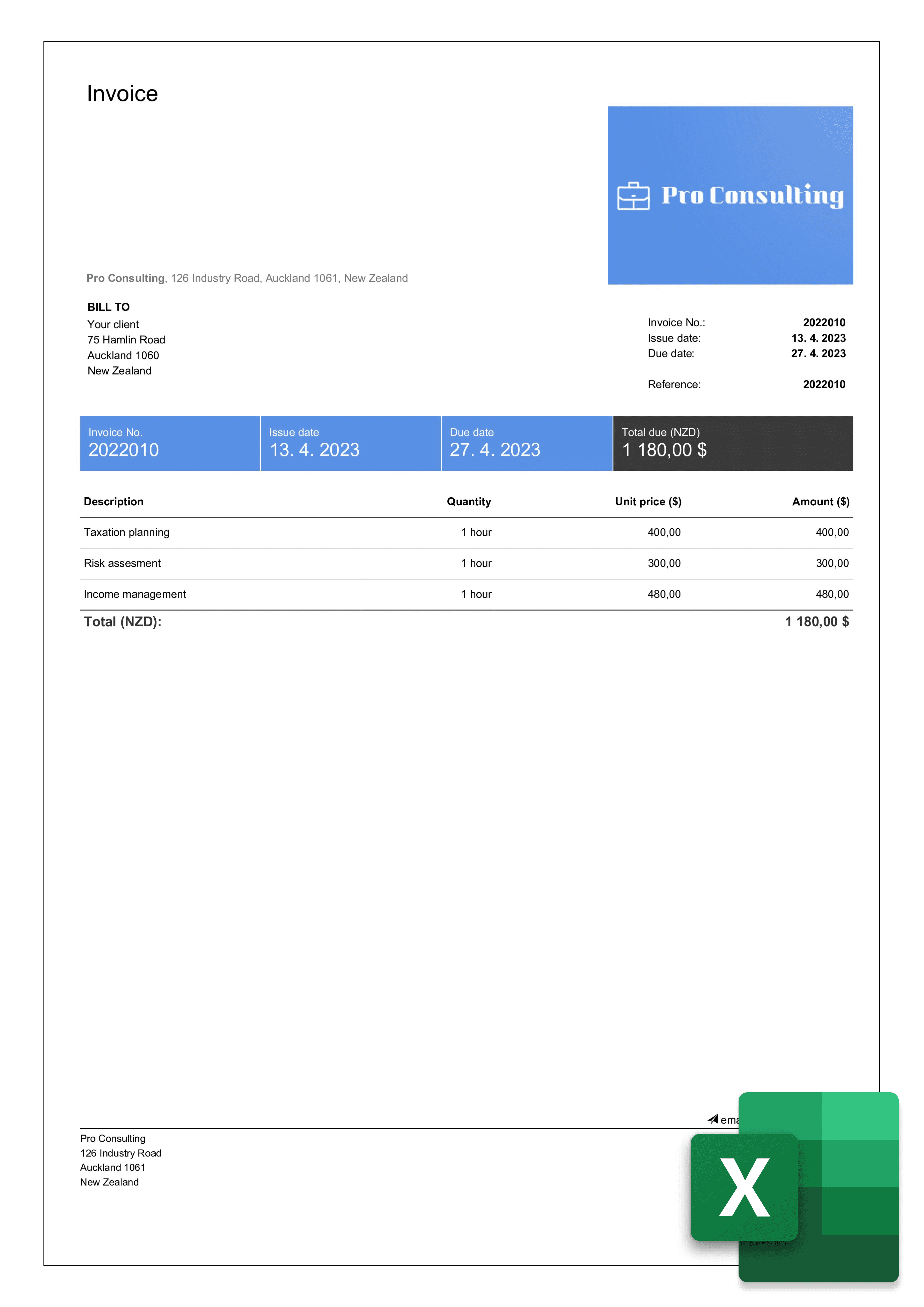 free stripe consulting invoice template in excel