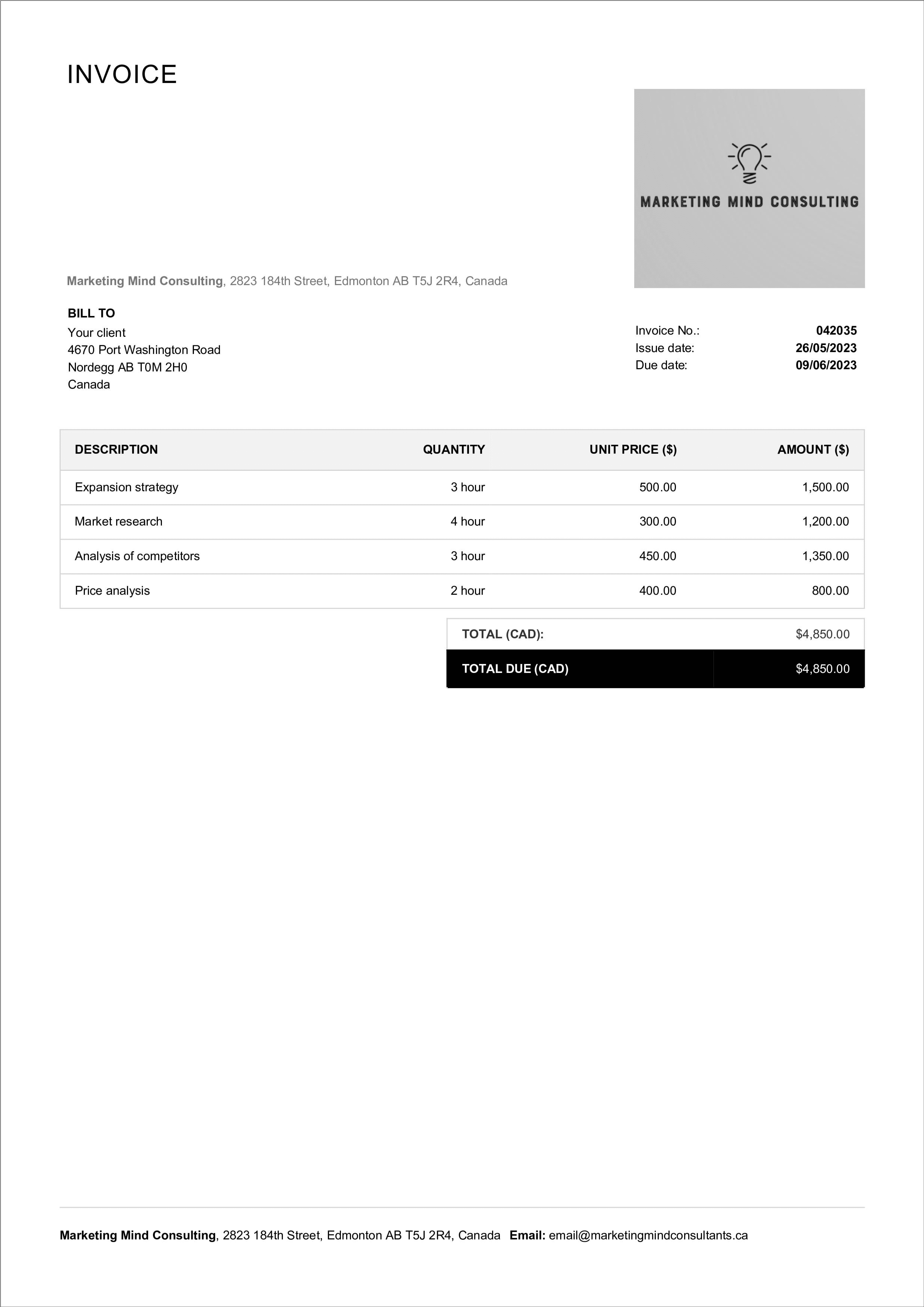 download canadian invoice template example