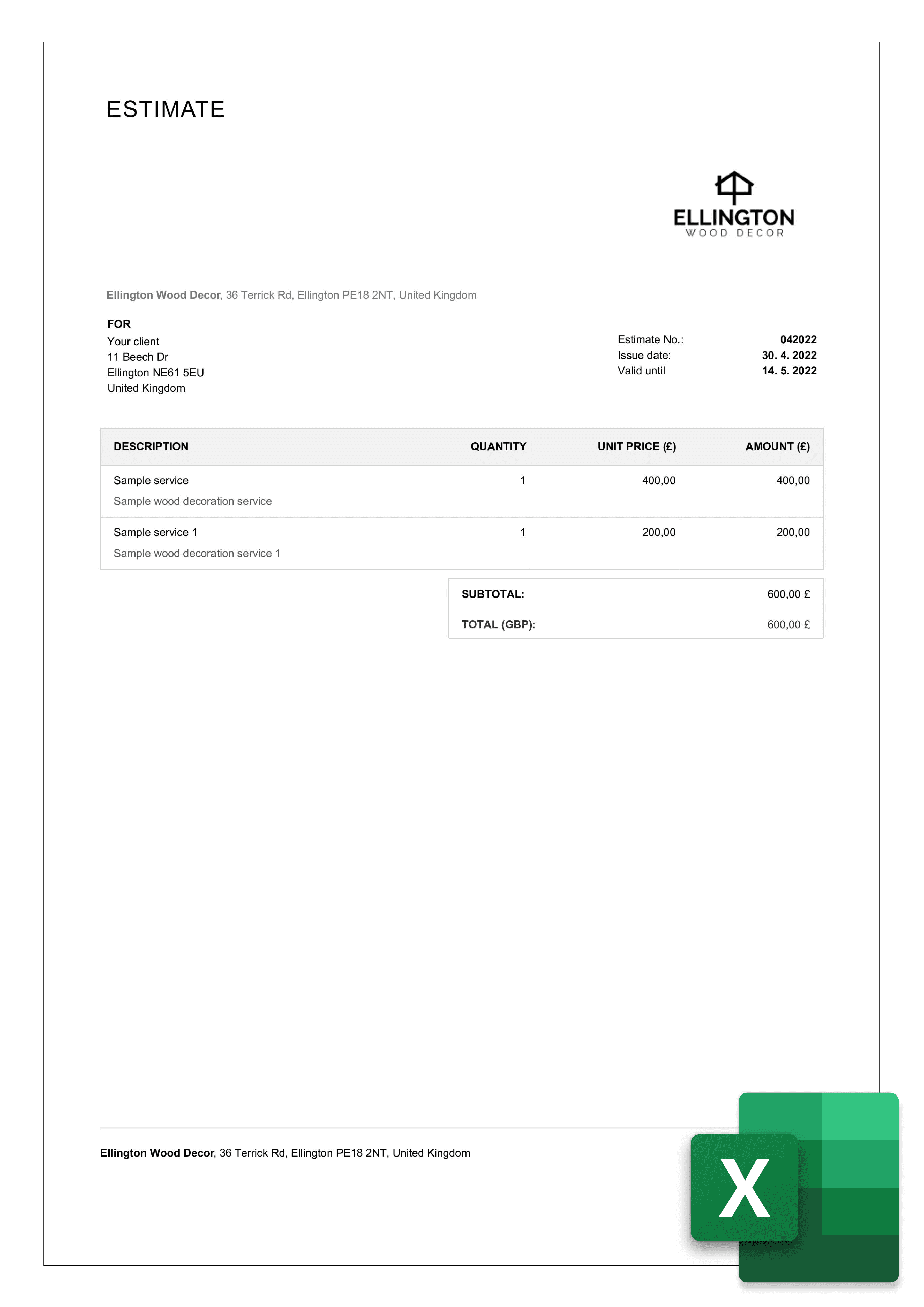 download estimate template example in excel