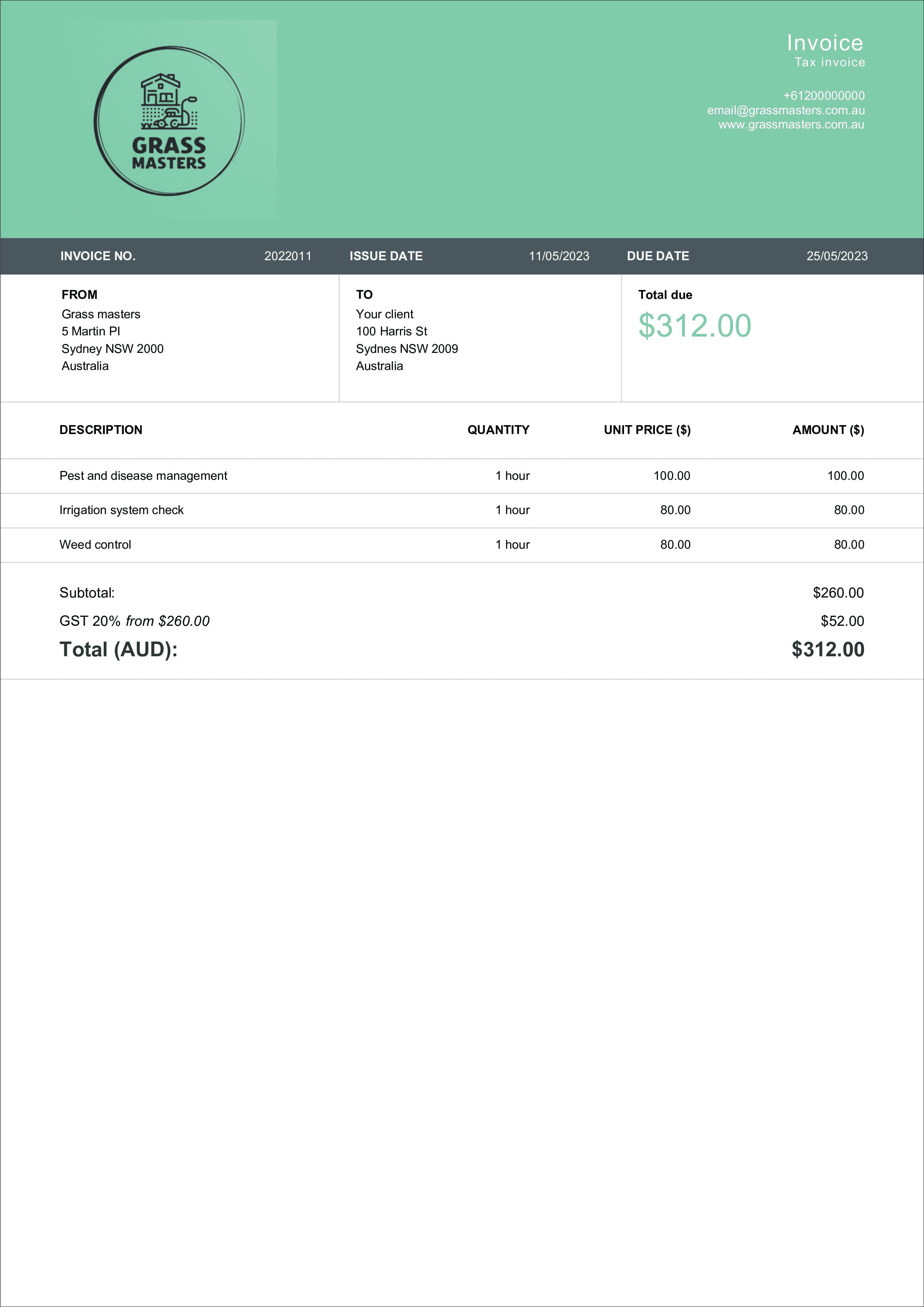 download lawn care invoice layout