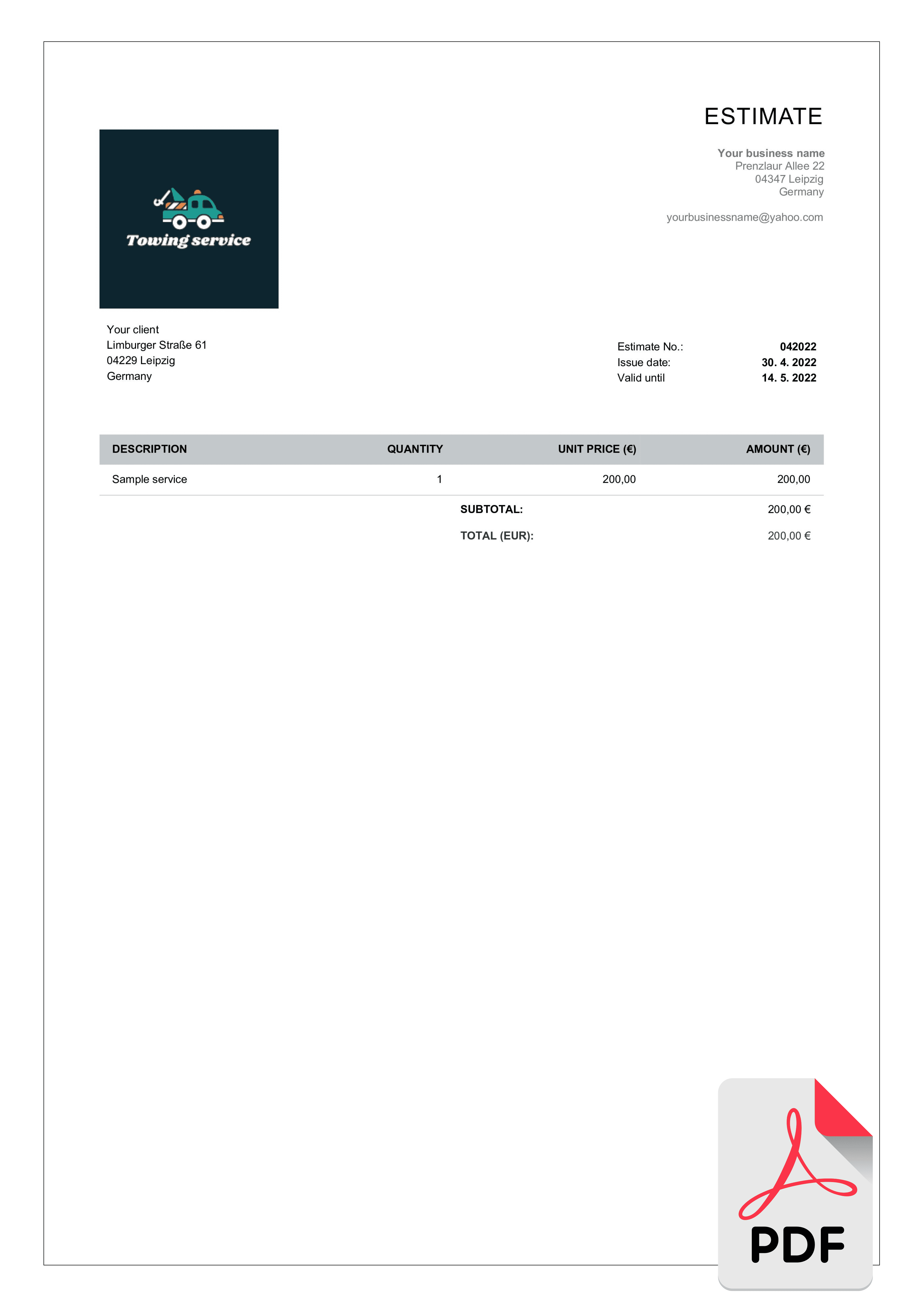 free estimate layout in pdf free estimate layout in pdf