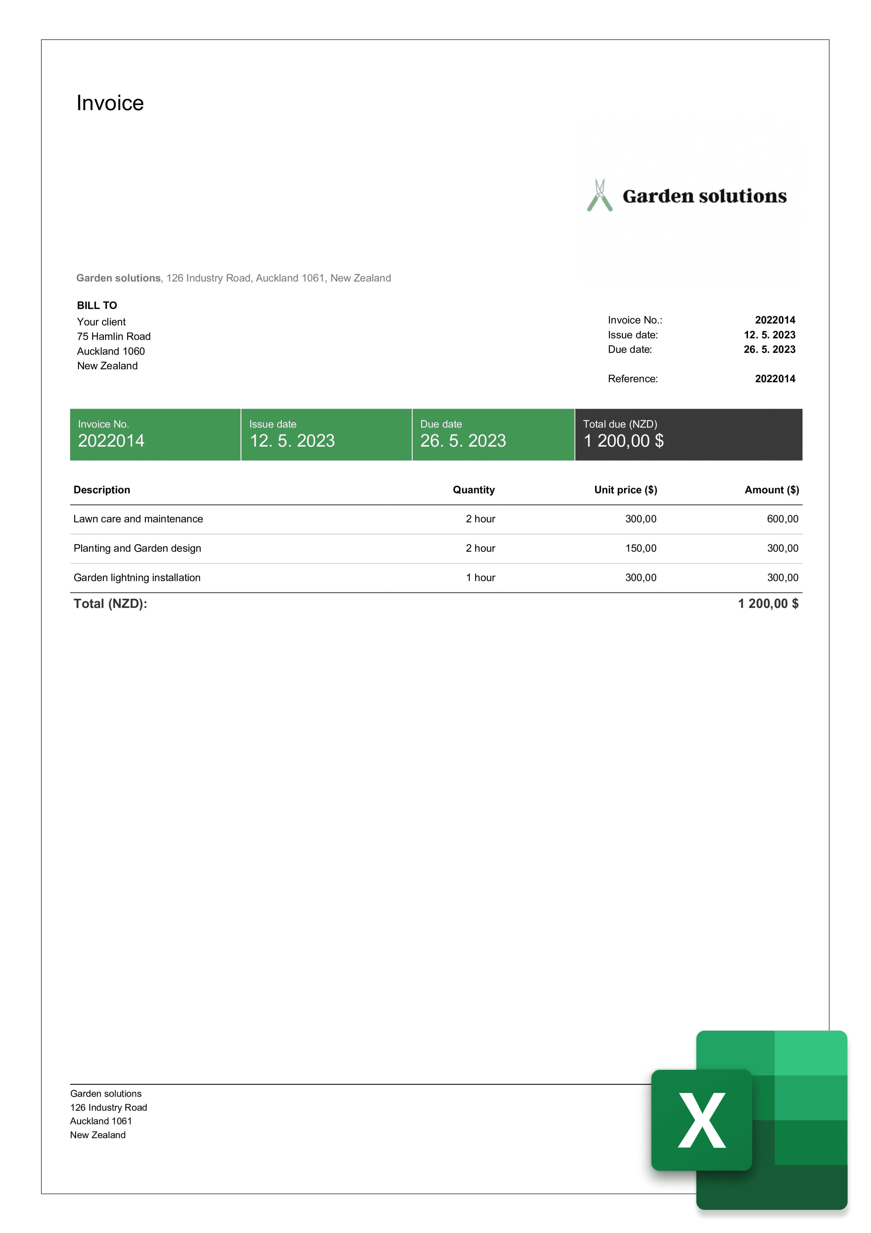 Free Invoice Bill Template For Excel WorksheetRoom