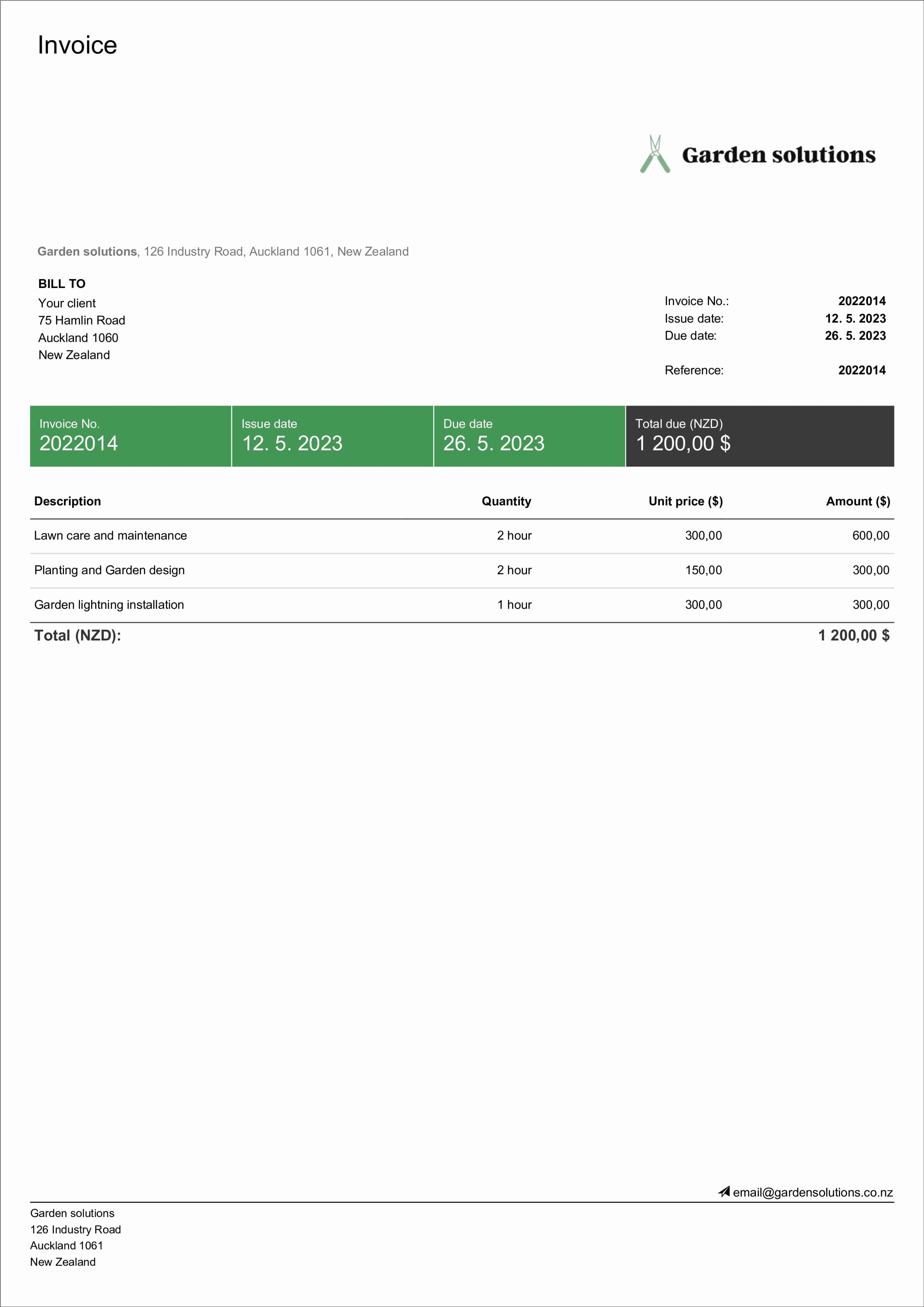 free landscaping invoice template