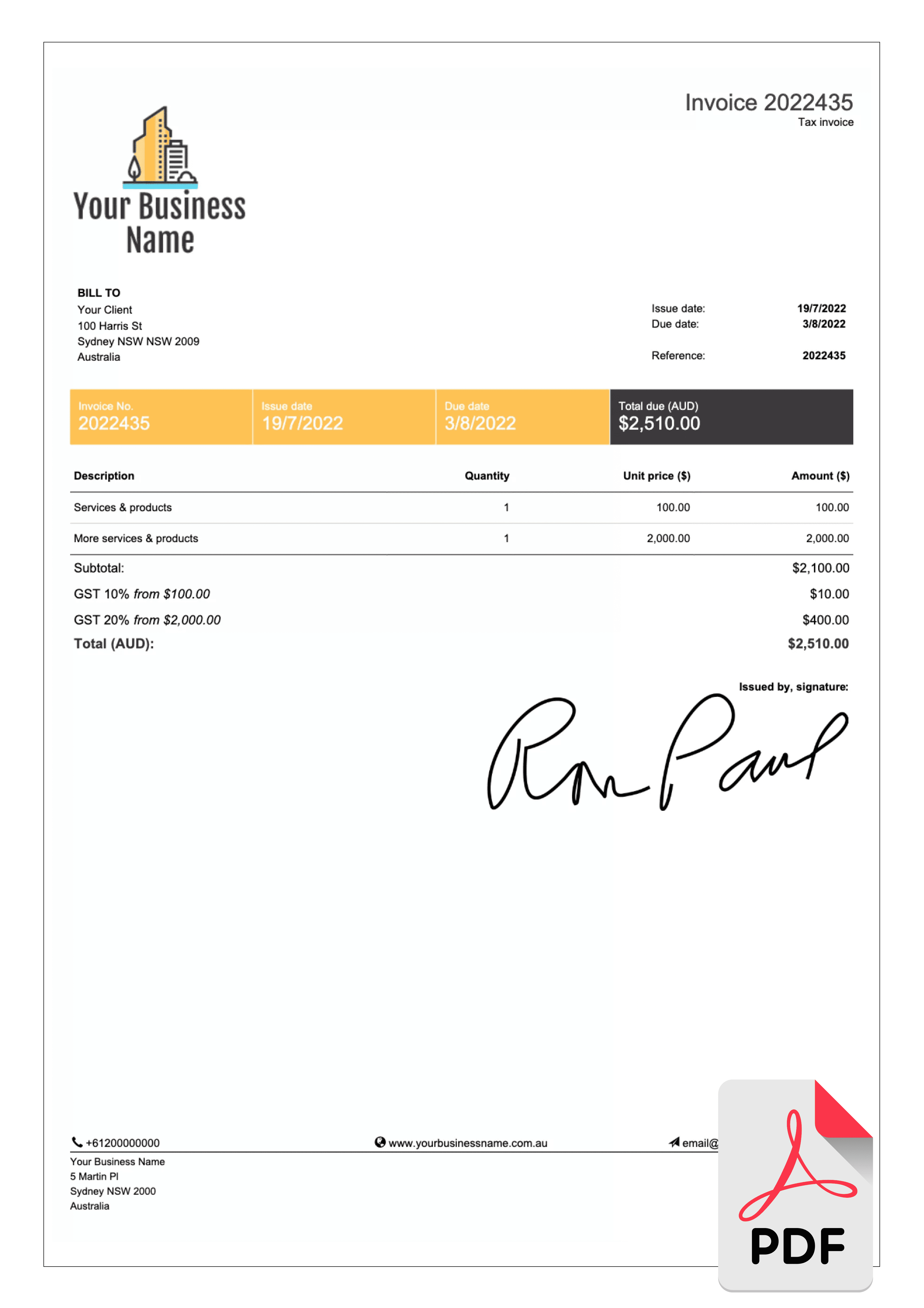 download free invoice template in pdf