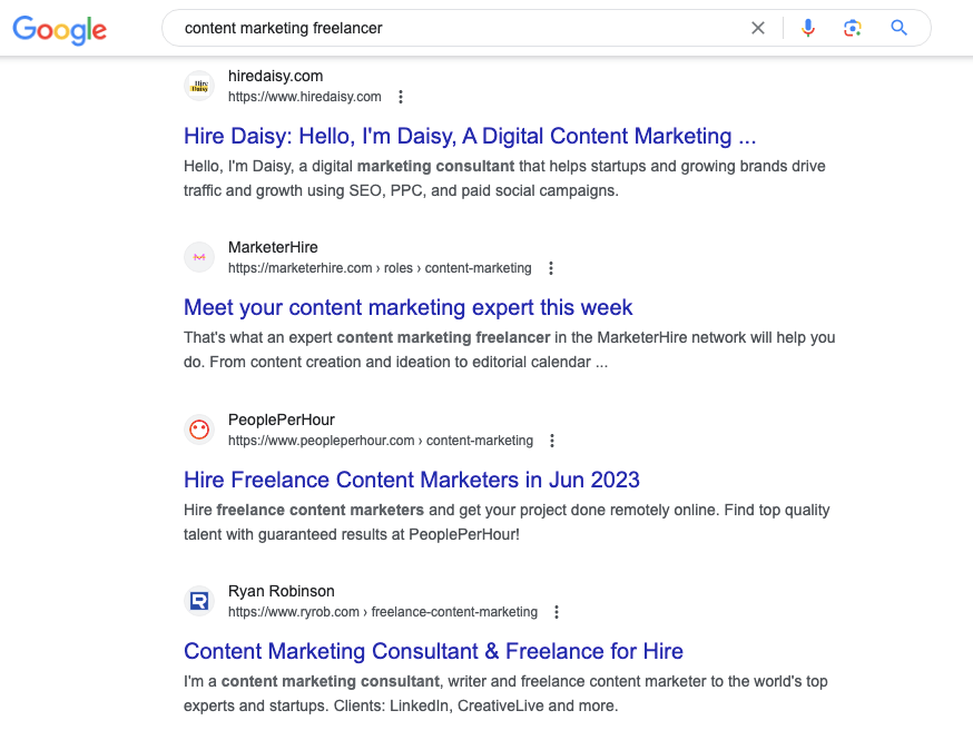 google content marketing freelancer