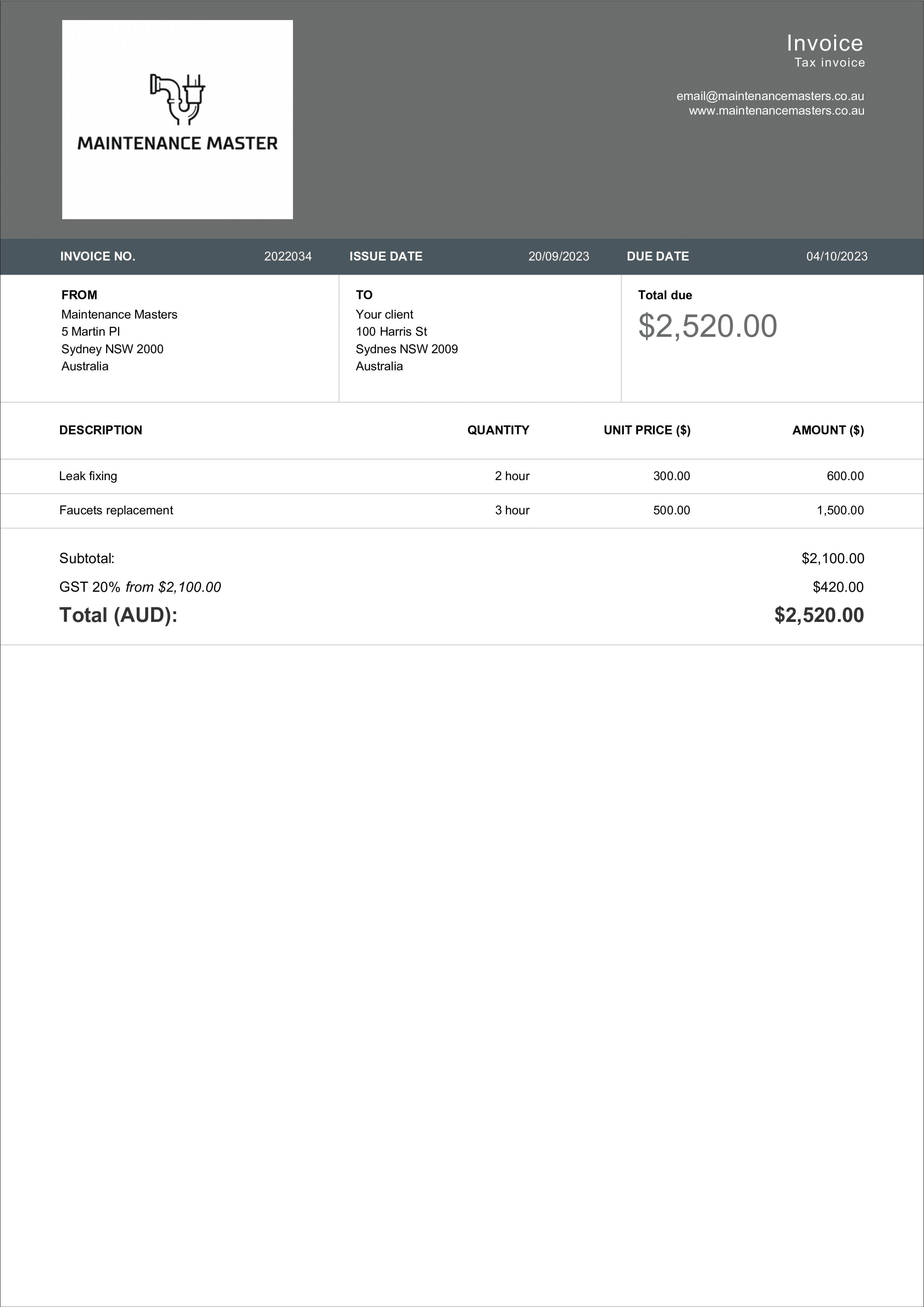download editable handyman invoice template