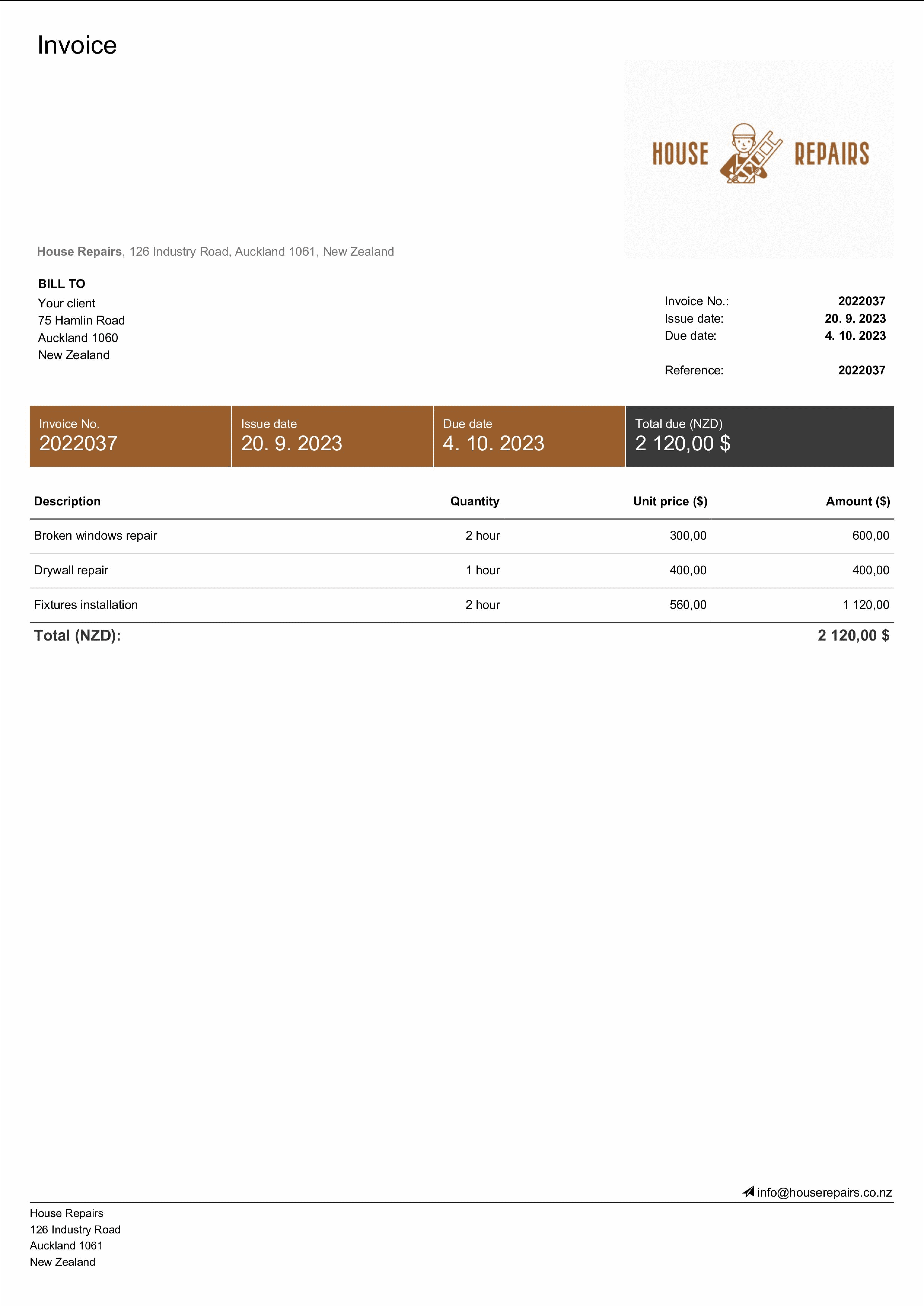 free handyman invoice template