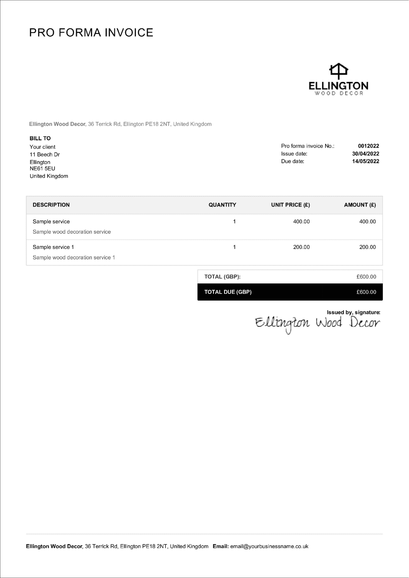 Proforma Invoice Template