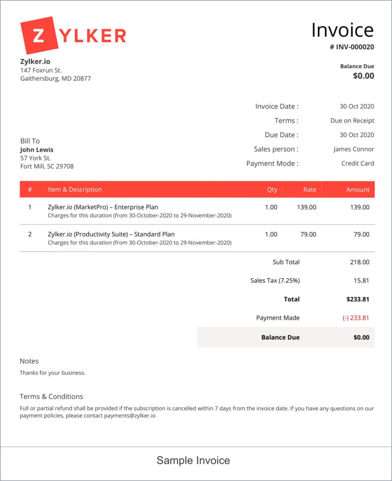 Consolidated Invoice Template