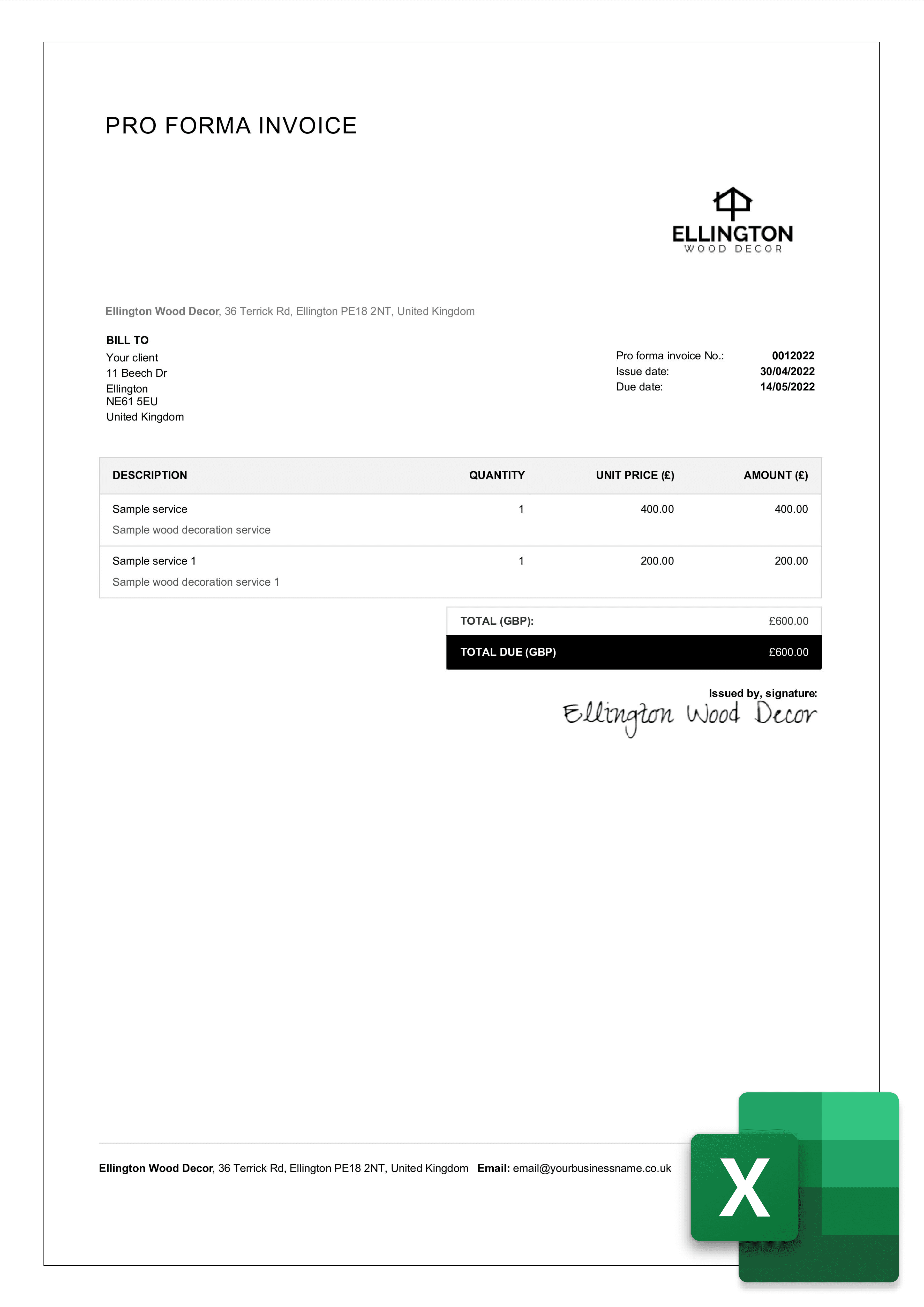 How To Make An Invoice In Excel