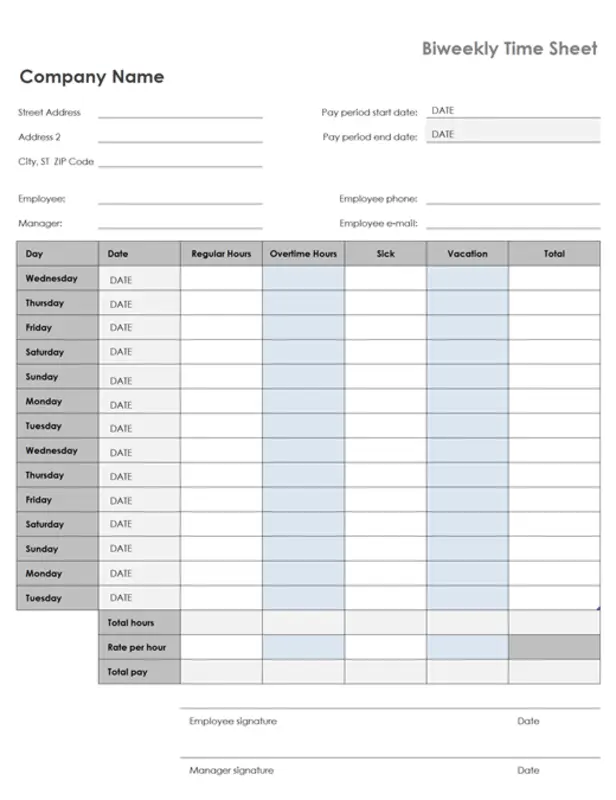 Time Sheet Invoice Template