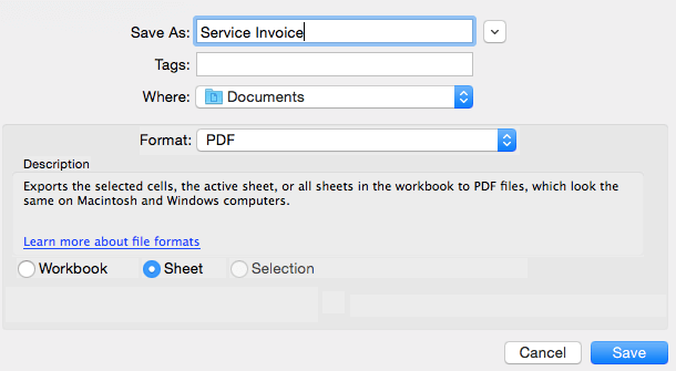 Use PDF format of your invoice in Excel