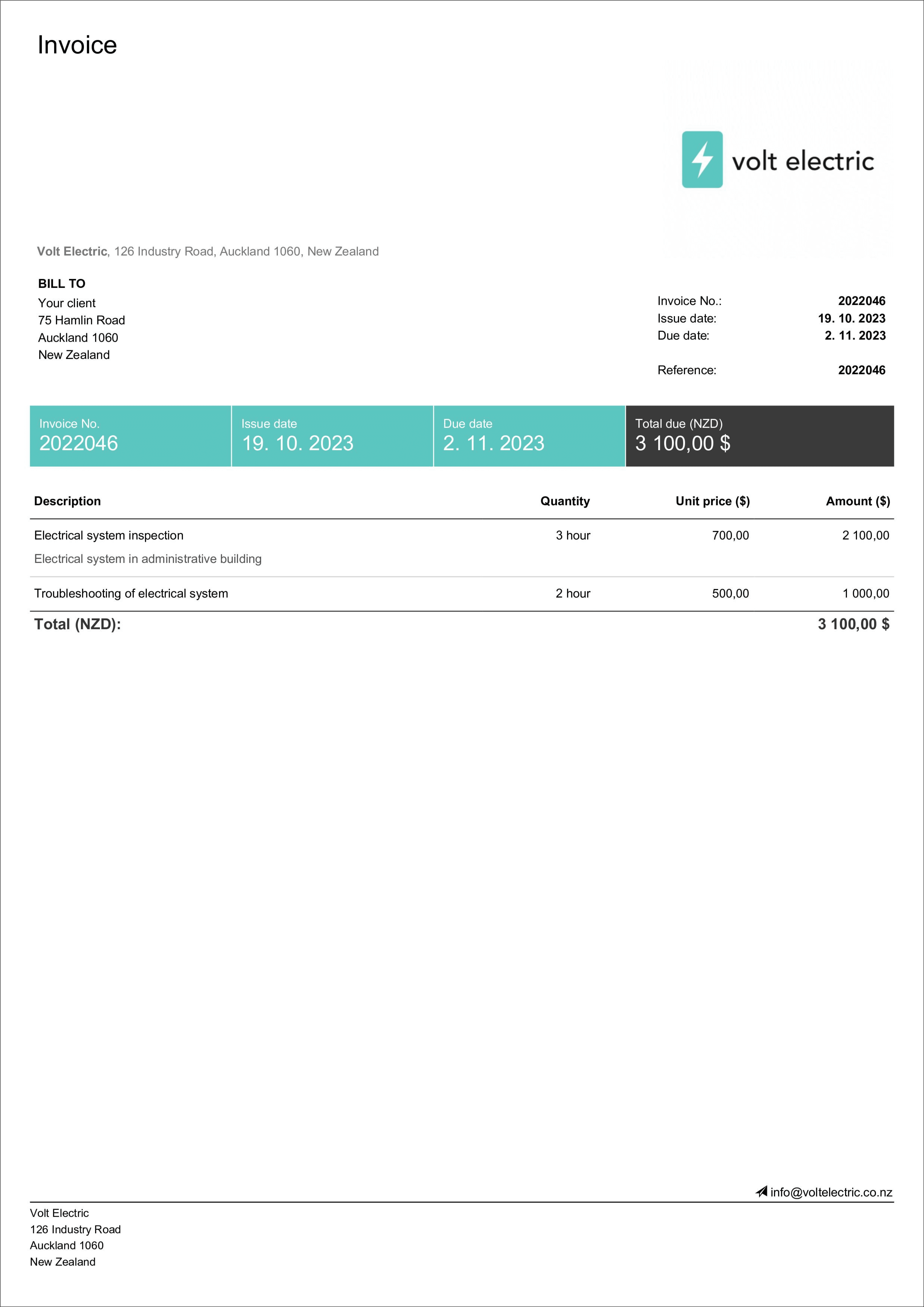 free invoice template for New Zealand