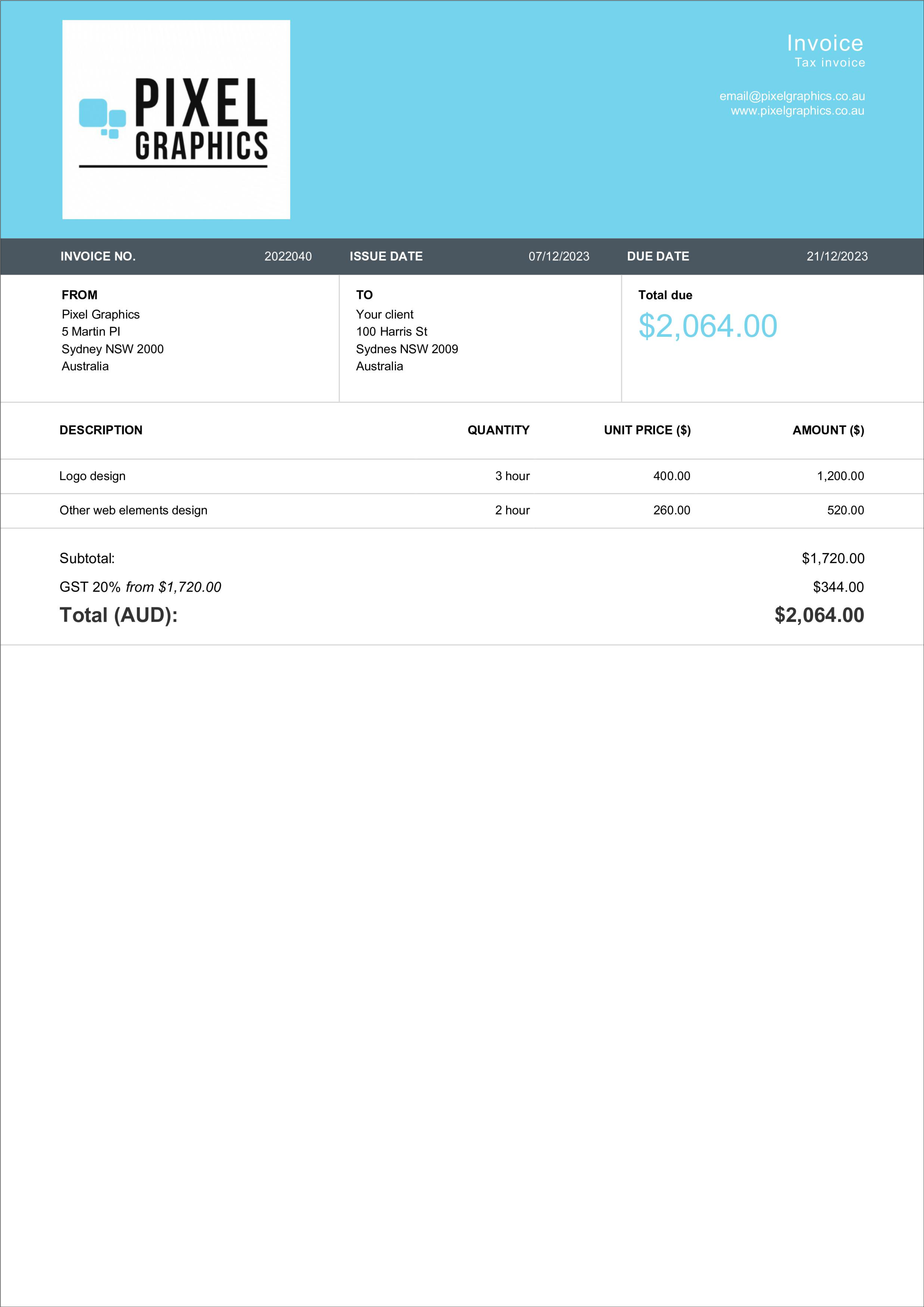 Logo Design Invoice Template Free Editable Billdu