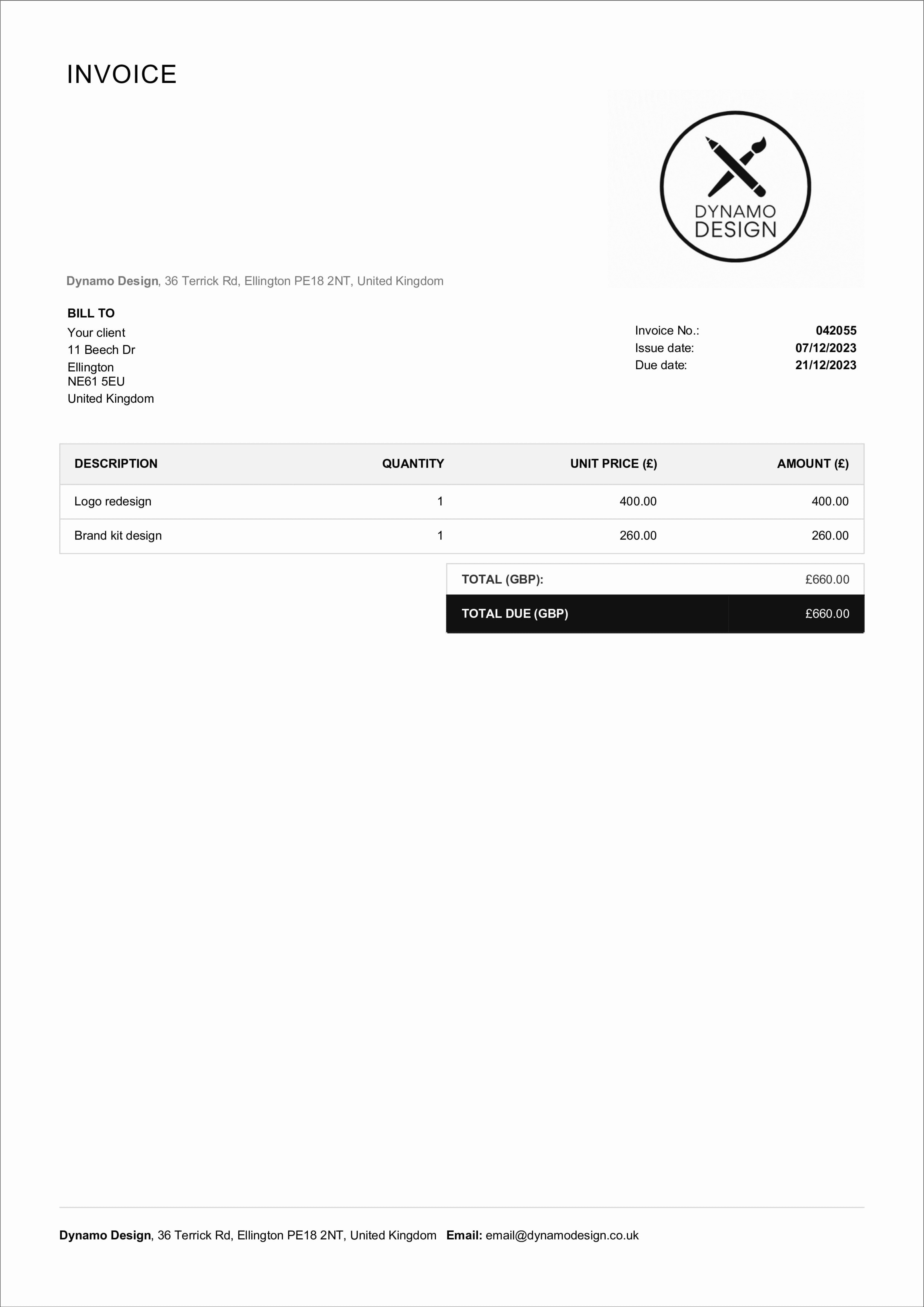 Logo Design Invoice Template Free Editable Billdu