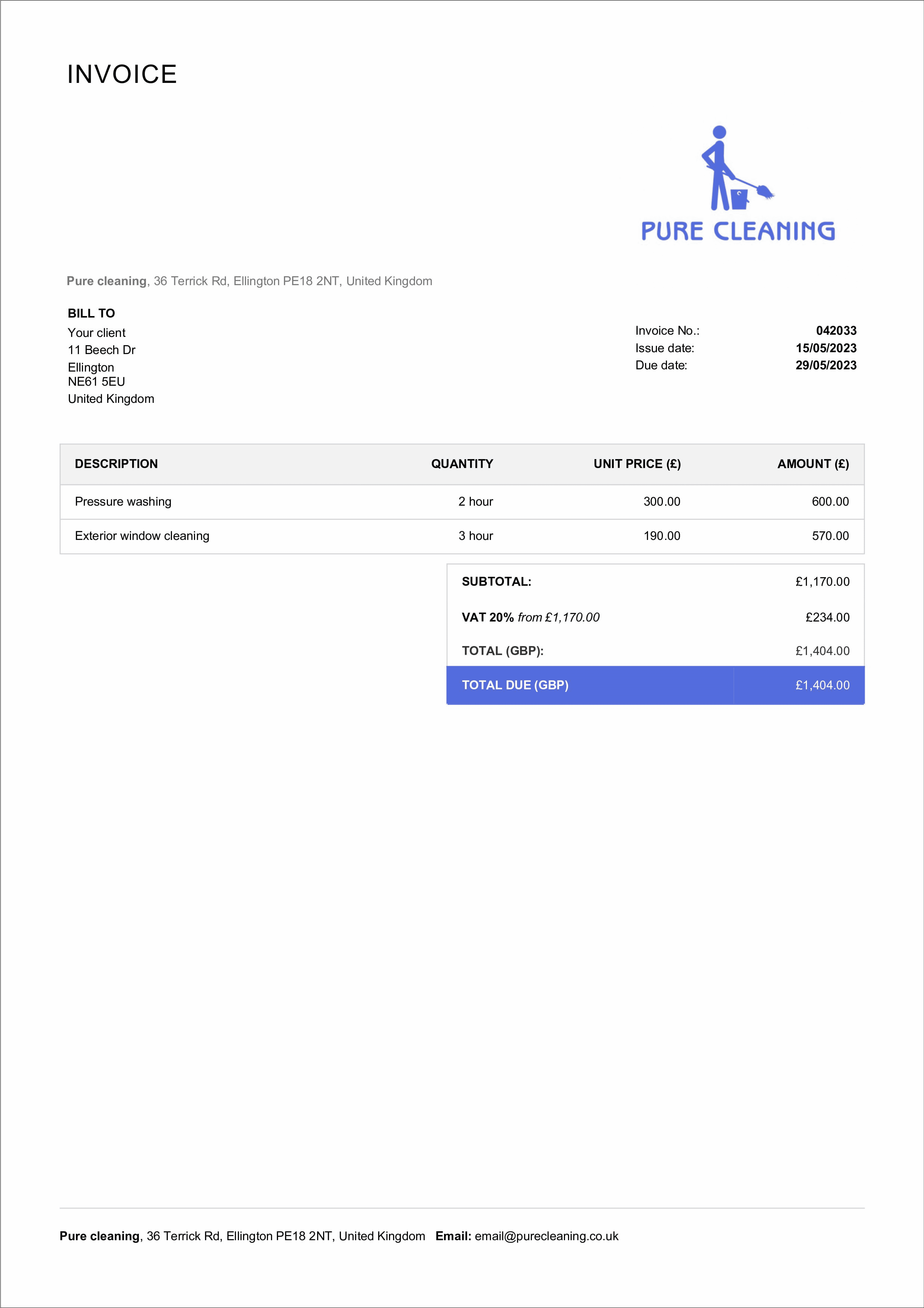 fillable service invoice template example