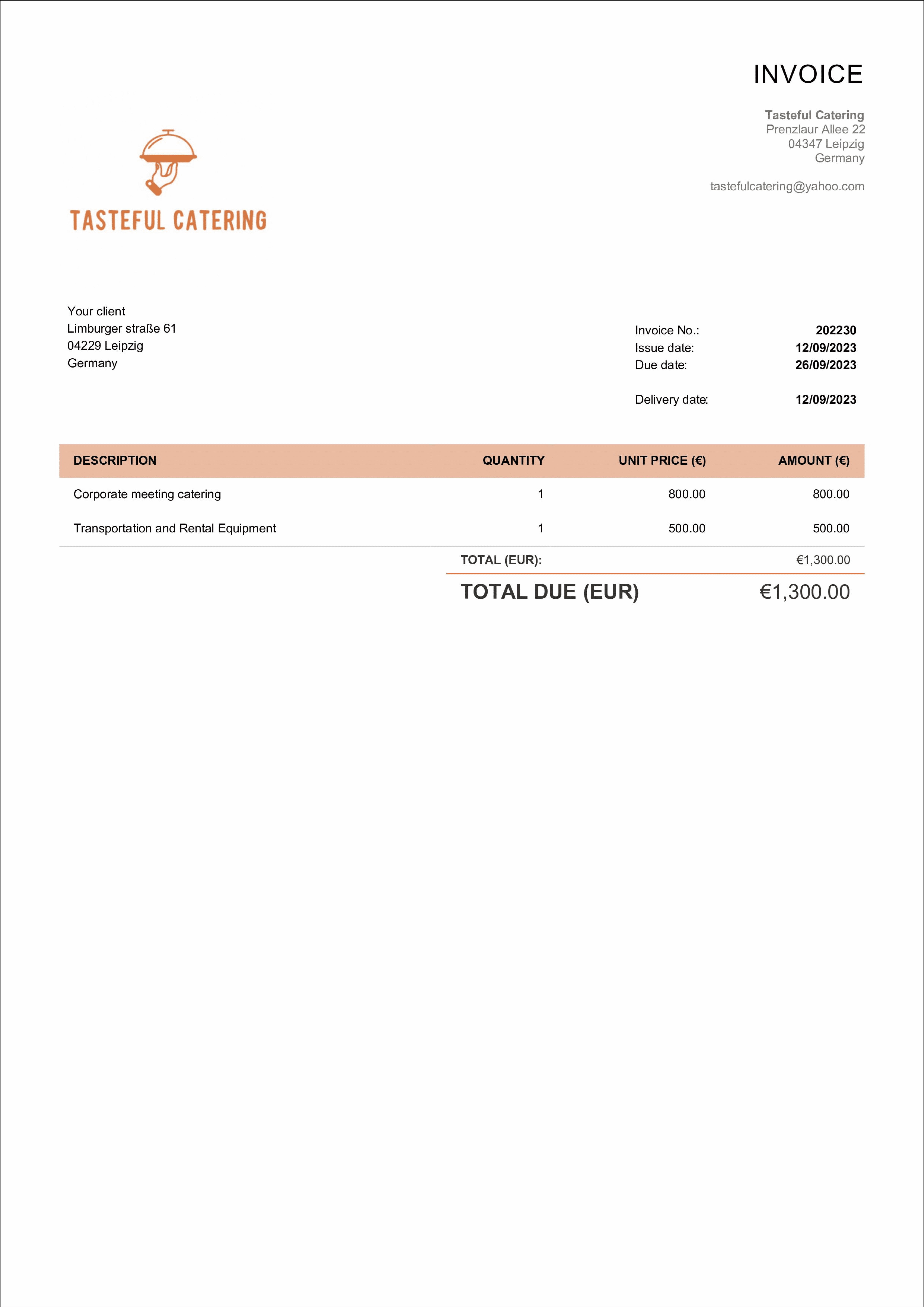 simple service invoice layout