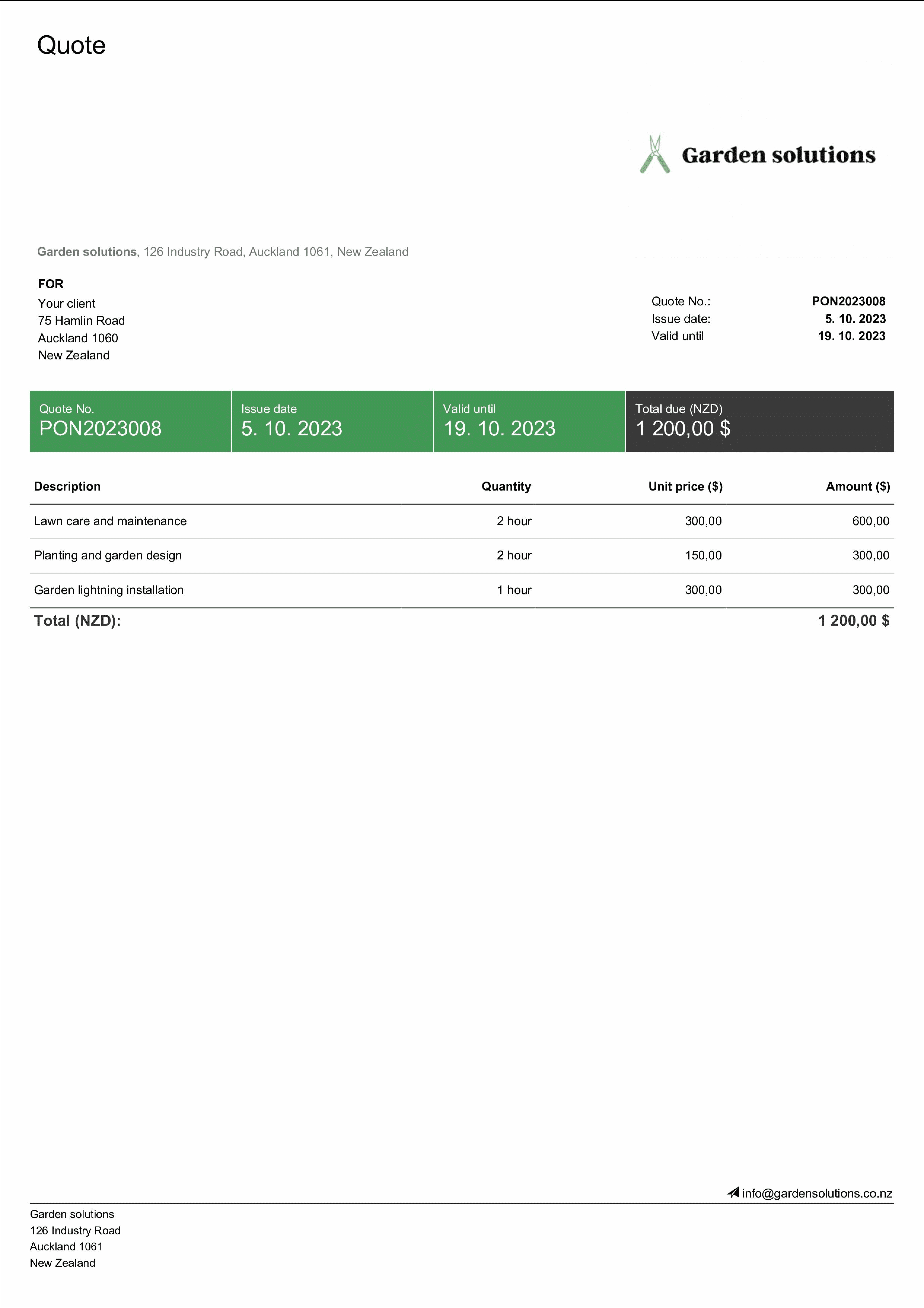 free contractor quote template