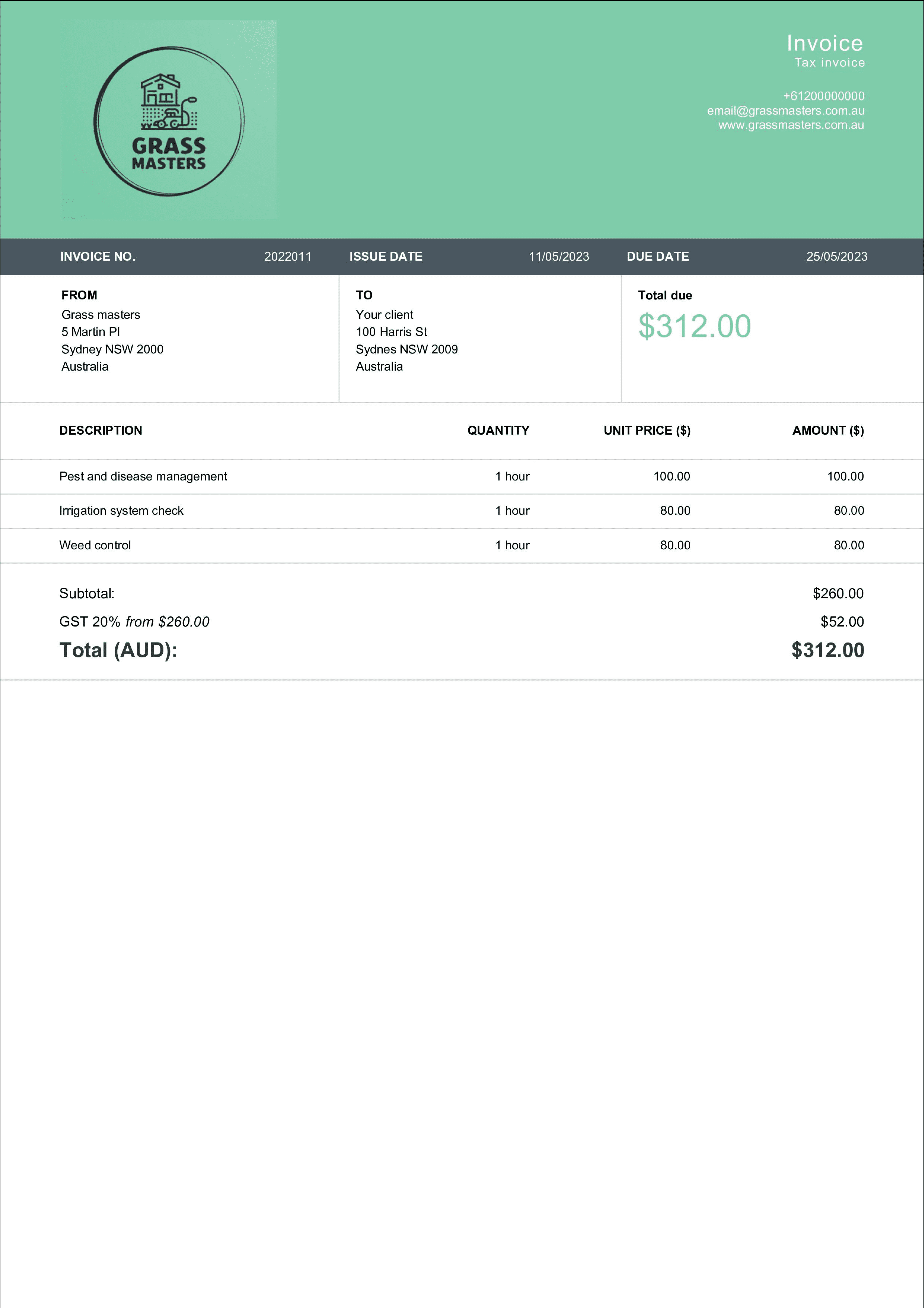 hourly template sample