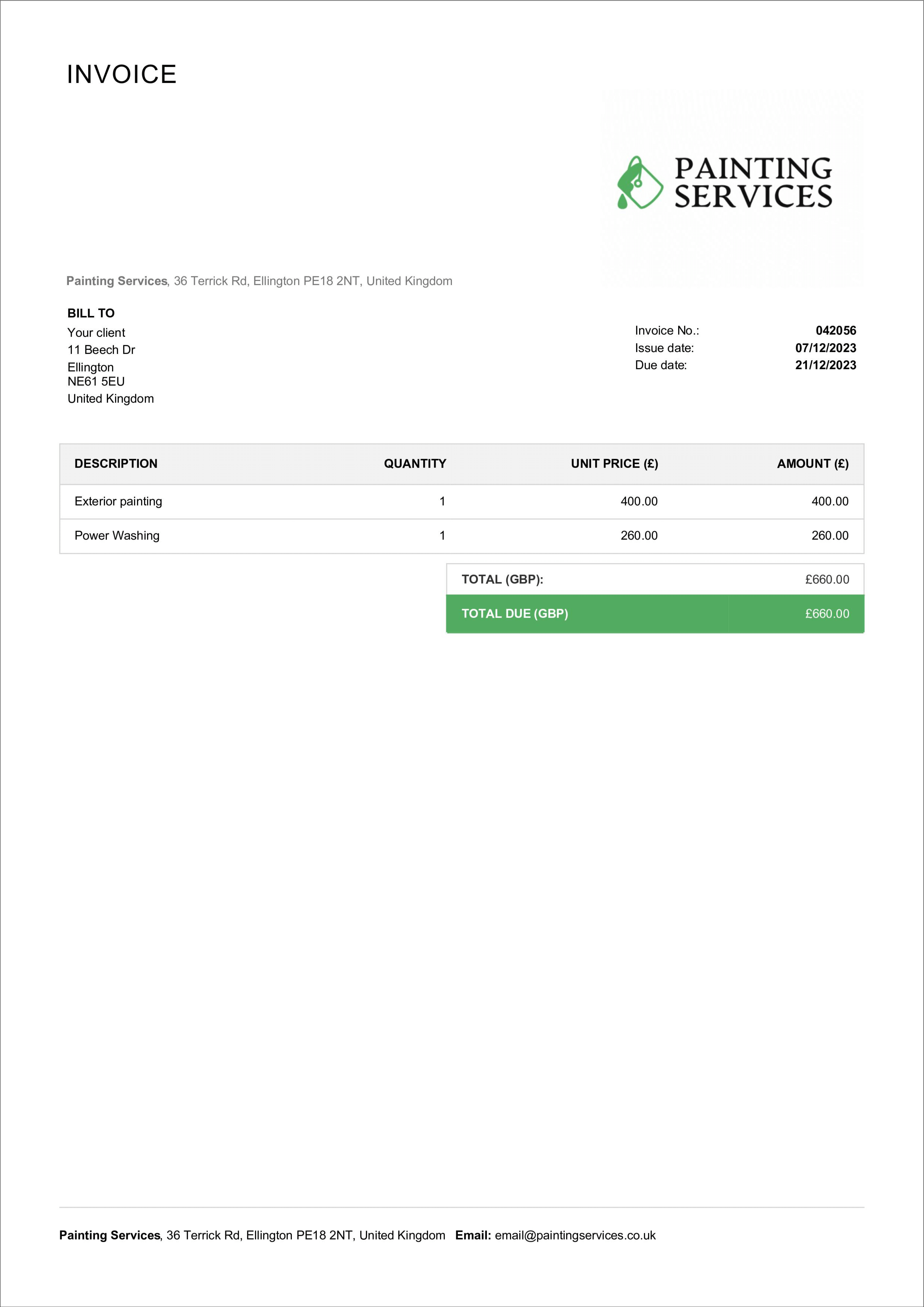 itemized receipt example