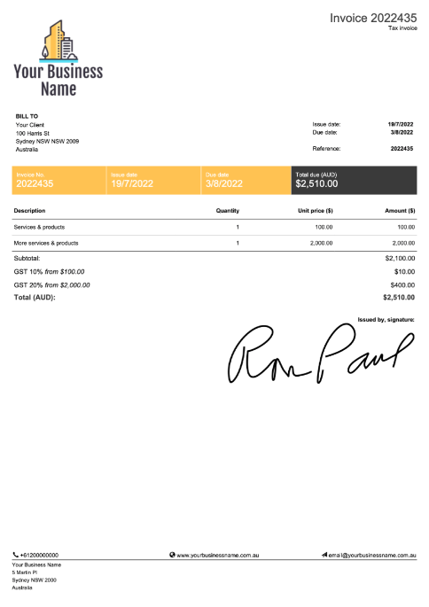 Invoice template for sole traders in australia