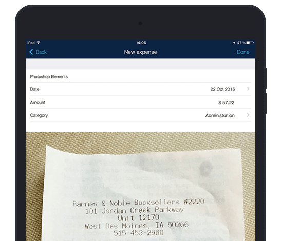 iPad invoice app Expense evidence and receipt scanner