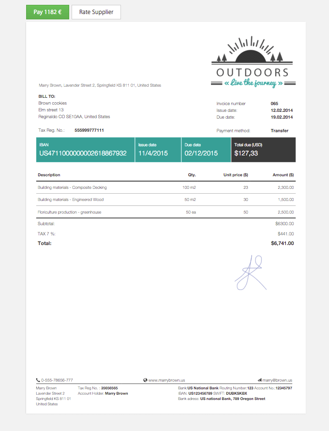 Billdu sample invoice template