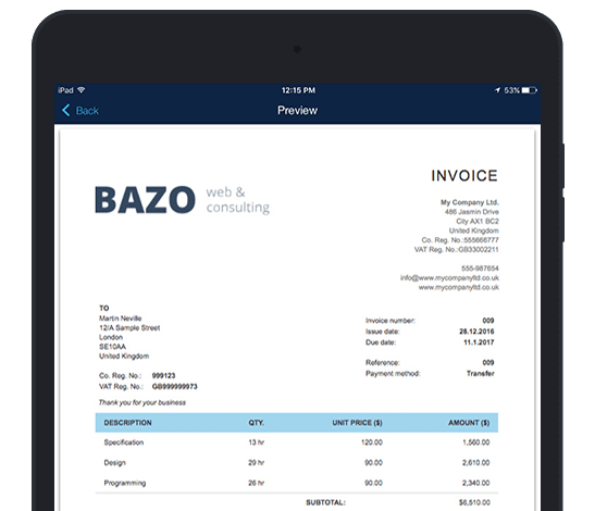 Best iPad invoicing app Send or print invoices