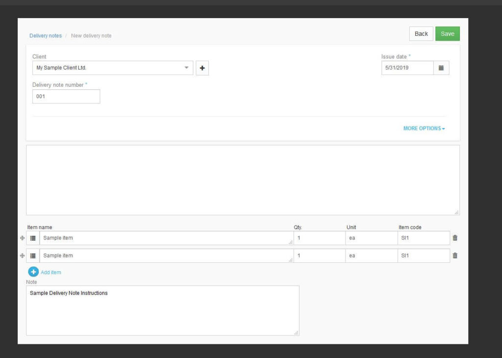 Add delivery notes
