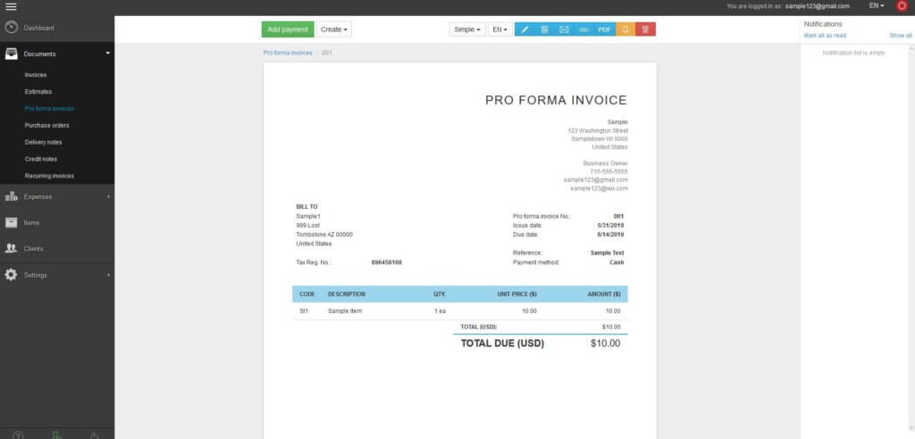 Printable invoice template example