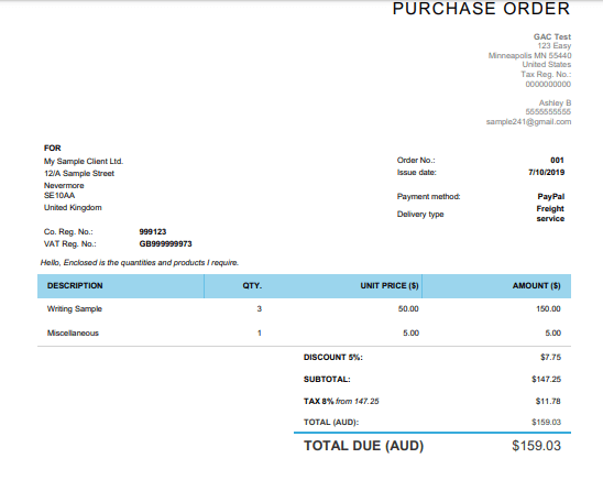 Generate the Purchase order