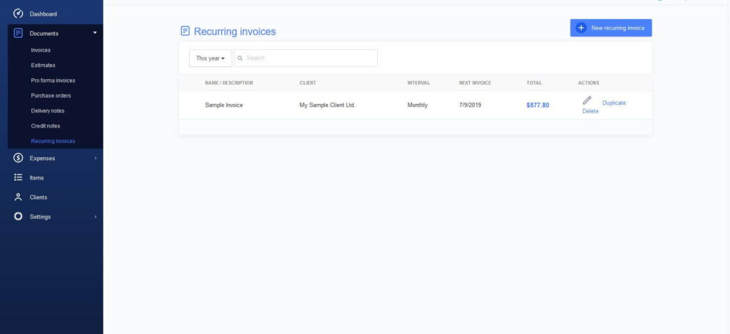 Manage your Automated Reccuring invoces in the Dashboard