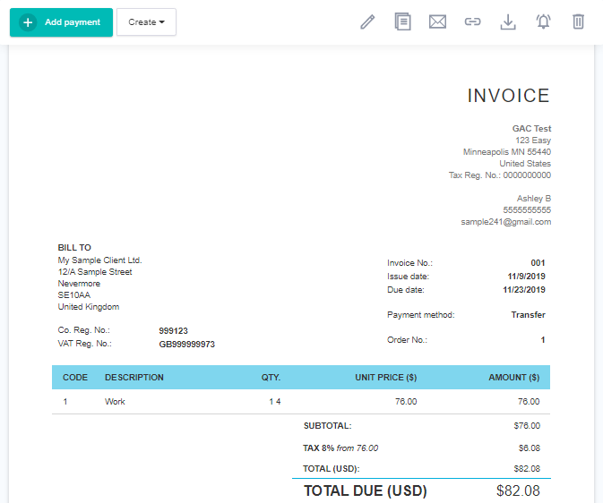 Professional Invoices for Startup of one Person Business