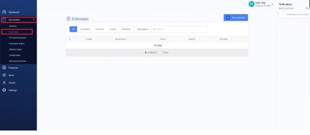 Finding the estimates section on your dashboard