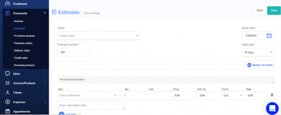 Billdu quote maker - adding a new quote