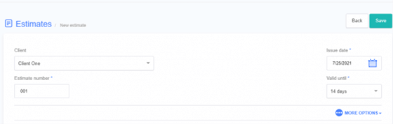 Client information in the quote maker