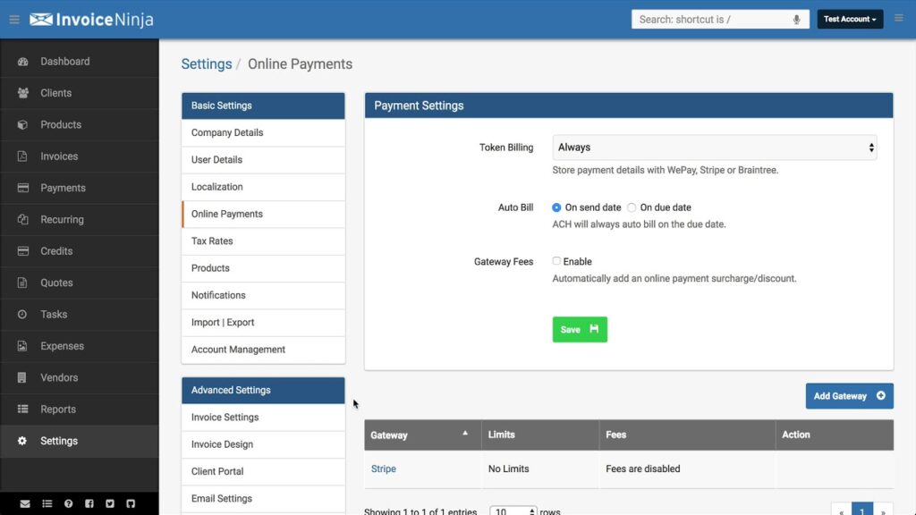 Invoice Ninja invoicing software