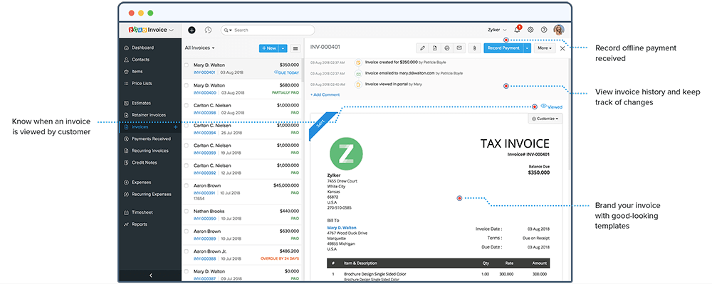 Zoho-invoice - alternative to Invoice Home