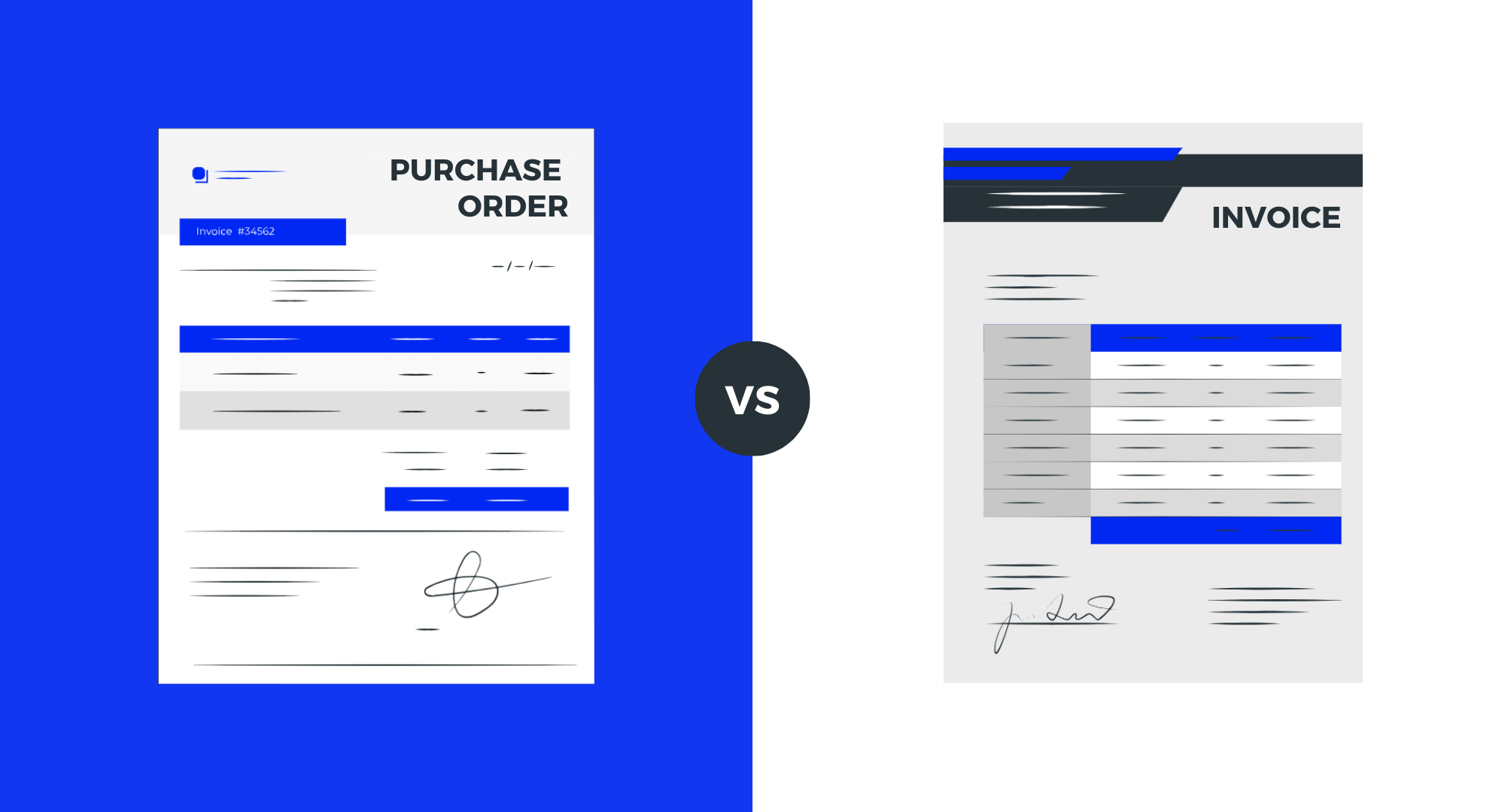 Differences between purchase orders and invoices